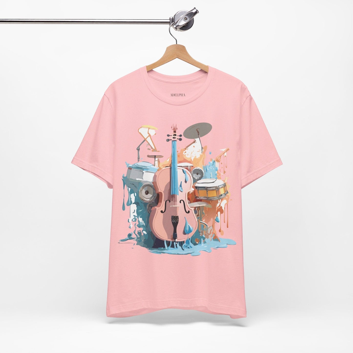 Music Graphic Unisex 100 Cotton Vintage Art with Musical Elements Tee 74