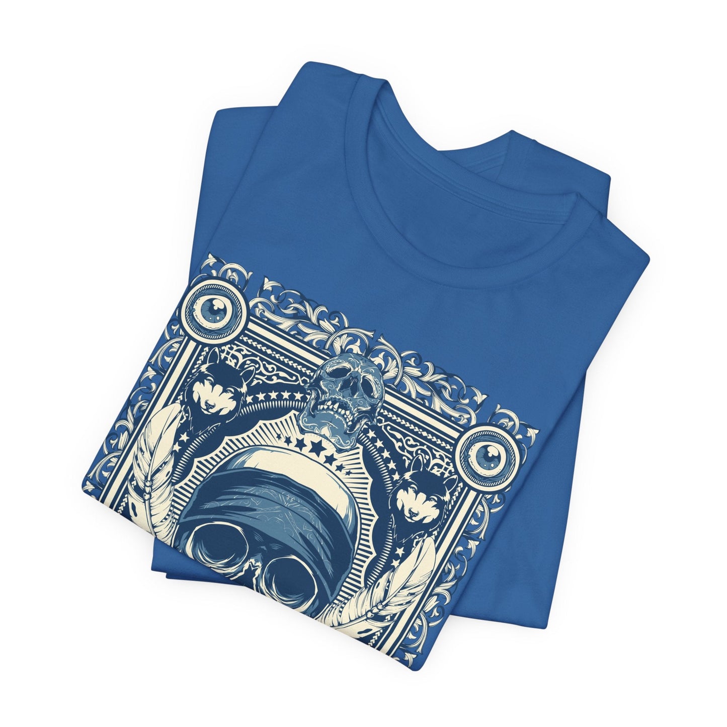 Skull Crown Graphic Tee Vintage Ornate Skull Illustration Rock Band T-Shirt
