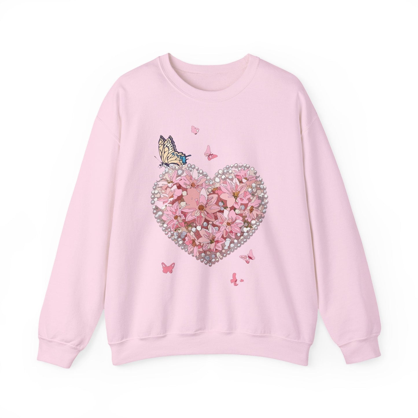 Unisex Floral Heart Sweatshirt with Love Floral Design for Valentines Day Gift Idea