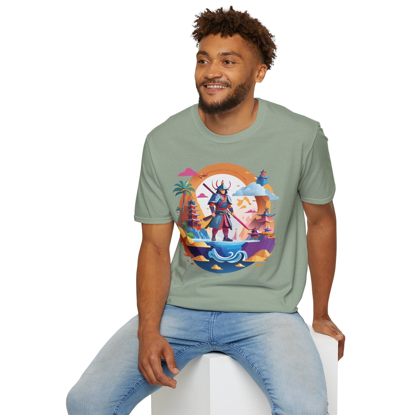 Samurai T Shirt Unisex Gildan Softstyle 64000 100 Percent Ring Spun Cotton Lightweight Tee