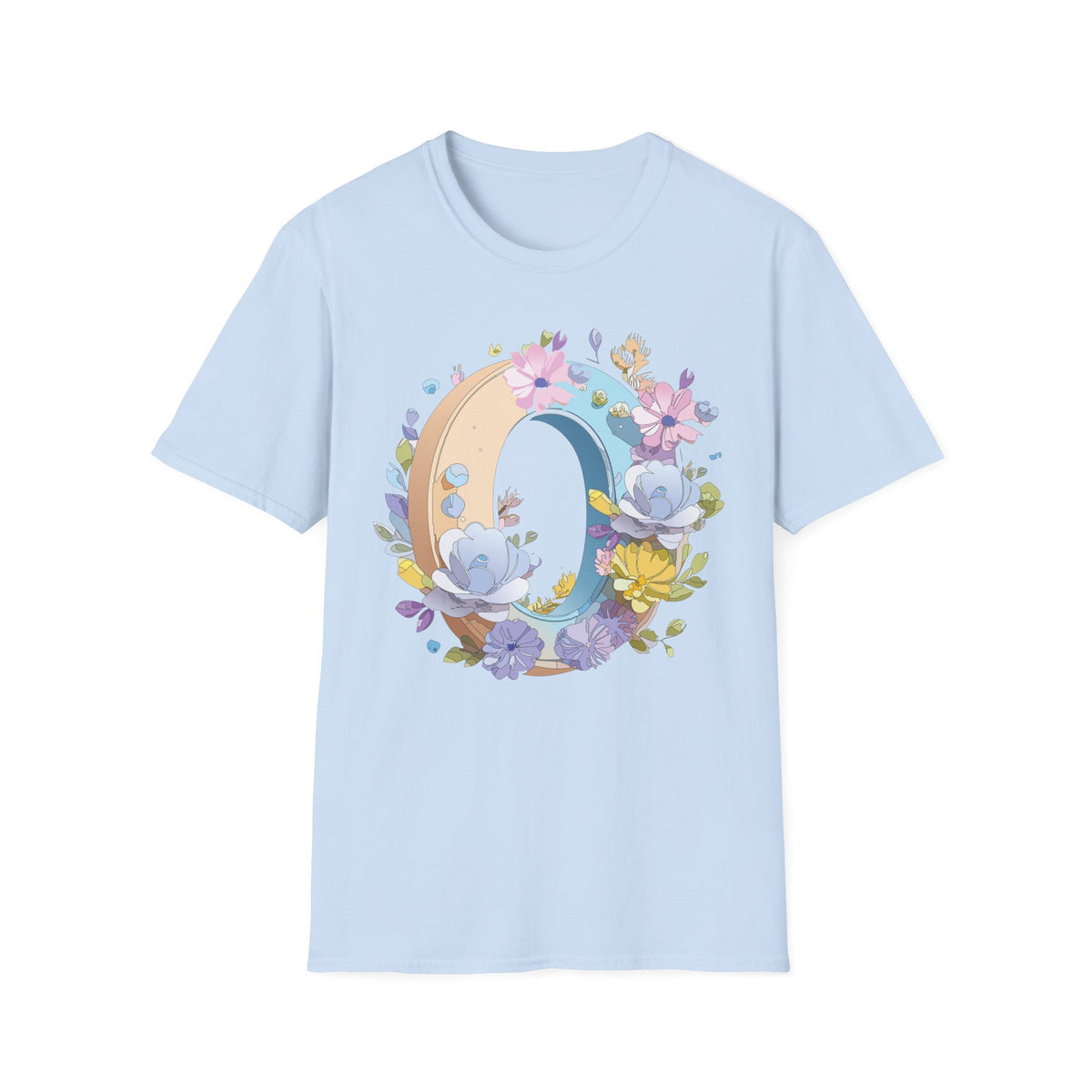 Floral Letter O Shirt | Monogram Initial O Tee, Pastel Flower Alphabet
