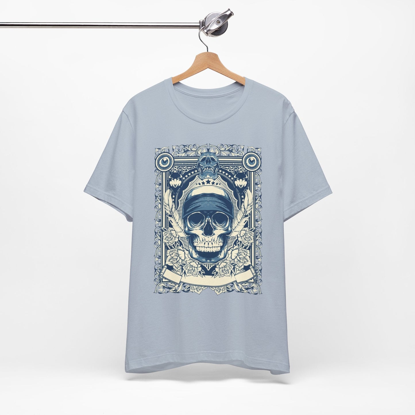 Skull Crown Graphic Tee Vintage Ornate Skull Illustration Rock Band T-Shirt