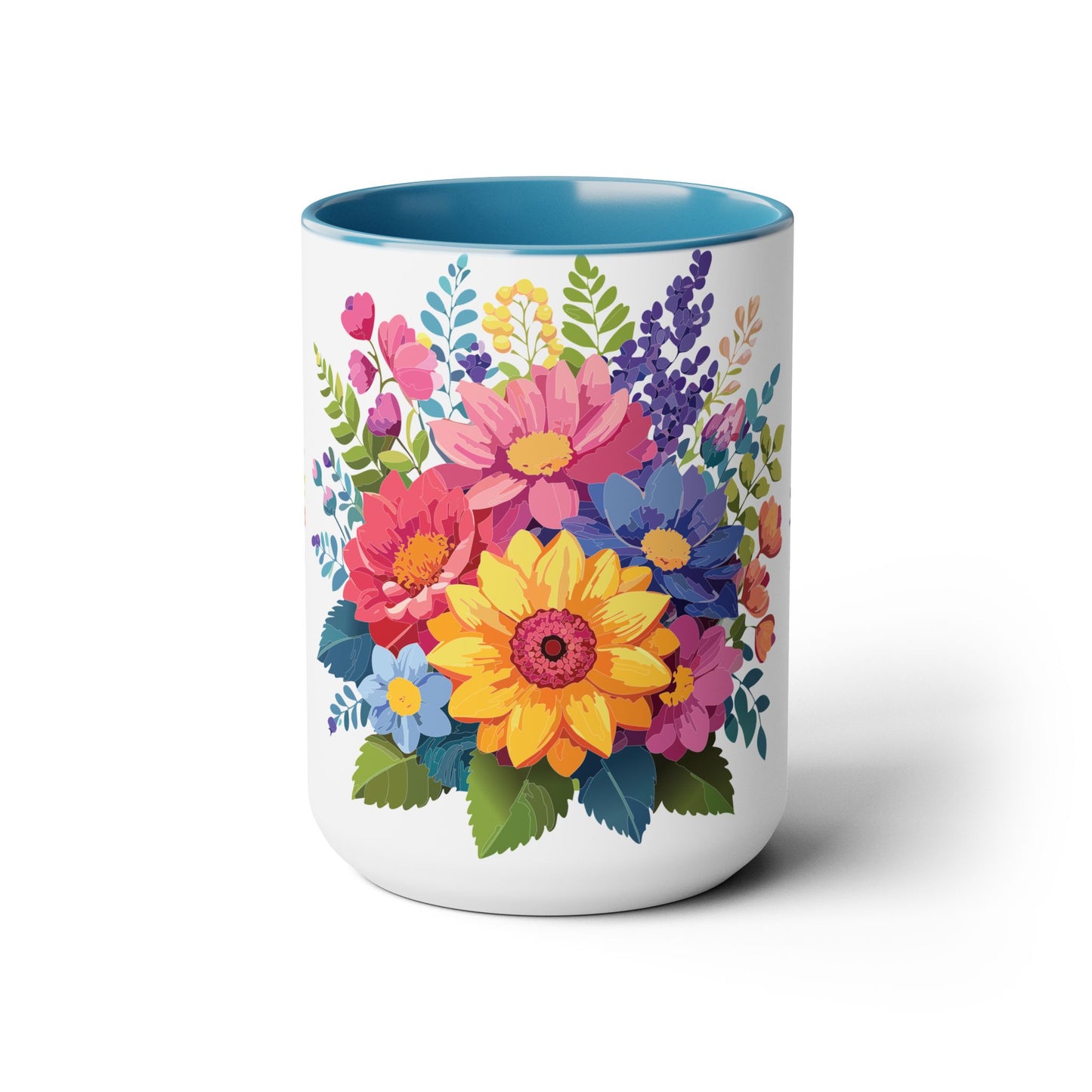 Two-Tone Coffee Mug with flowers