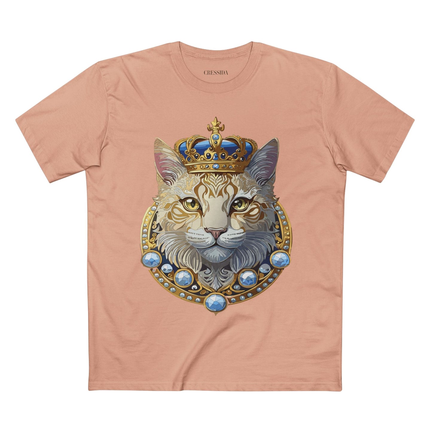 Cat Graphic Unisex 100 Cotton Tee With Unique Animal Golden Medallion Art Design 14