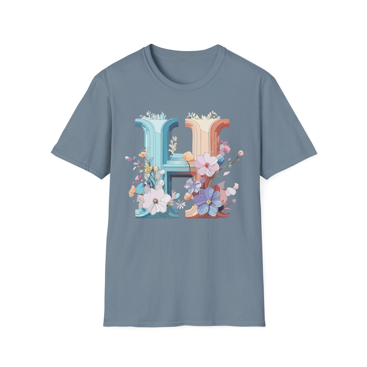 Floral Letter H T-Shirt | Botanical Monogram Tee