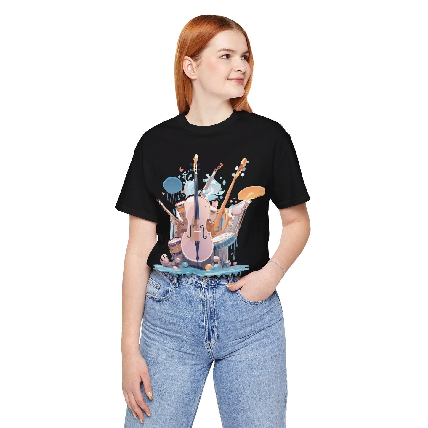 Music Graphic Unisex 100 Cotton Vintage Art with Musical Elements Tee 81