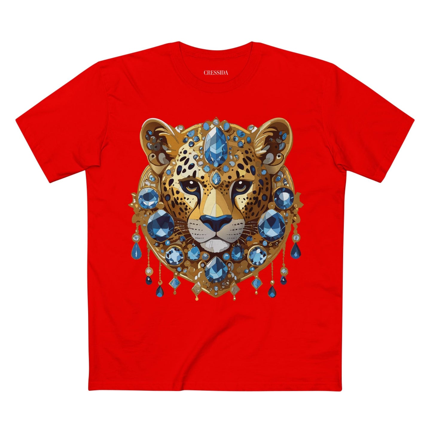 Cheetah Graphic Unisex 100 Cotton Tee With Unique Animal Golden Medallion Art Design 49