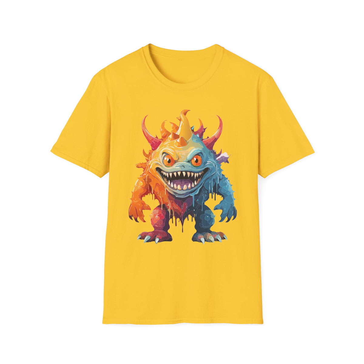 Colorful Monster T-Shirt — Vibrant Rainbow Creature Cartoon Graphic Tee Unisex 100 Cotton Gildan T-Shirt