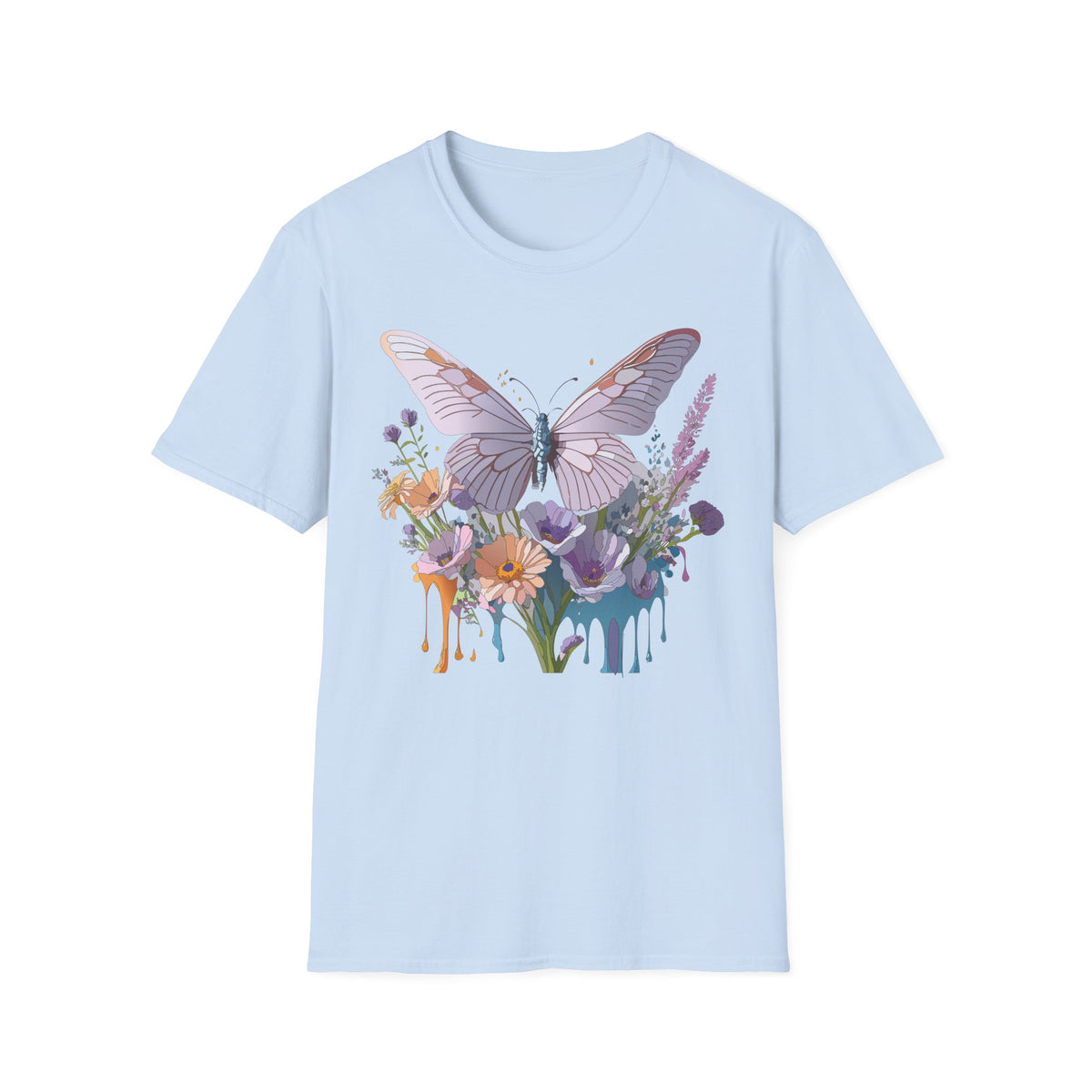 Butterfly Floral T‑Shirt — Pastel Garden Wings Graphic Tee Unisex 100 Cotton Gildan T-Shirt