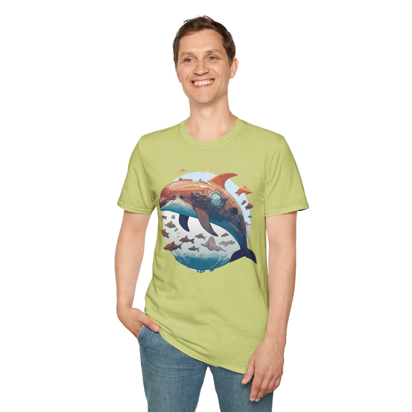 Unisex Dolphin Shirt Softstyle Tee Gildan 64000 Ring Spun Cotton Animal Graphic Design