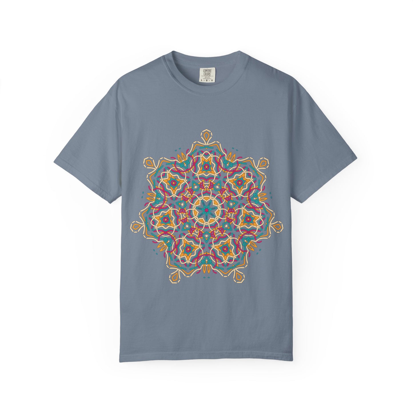Unisex Garment Dyed Cotton T-Shirt with Mandala Graphic Design