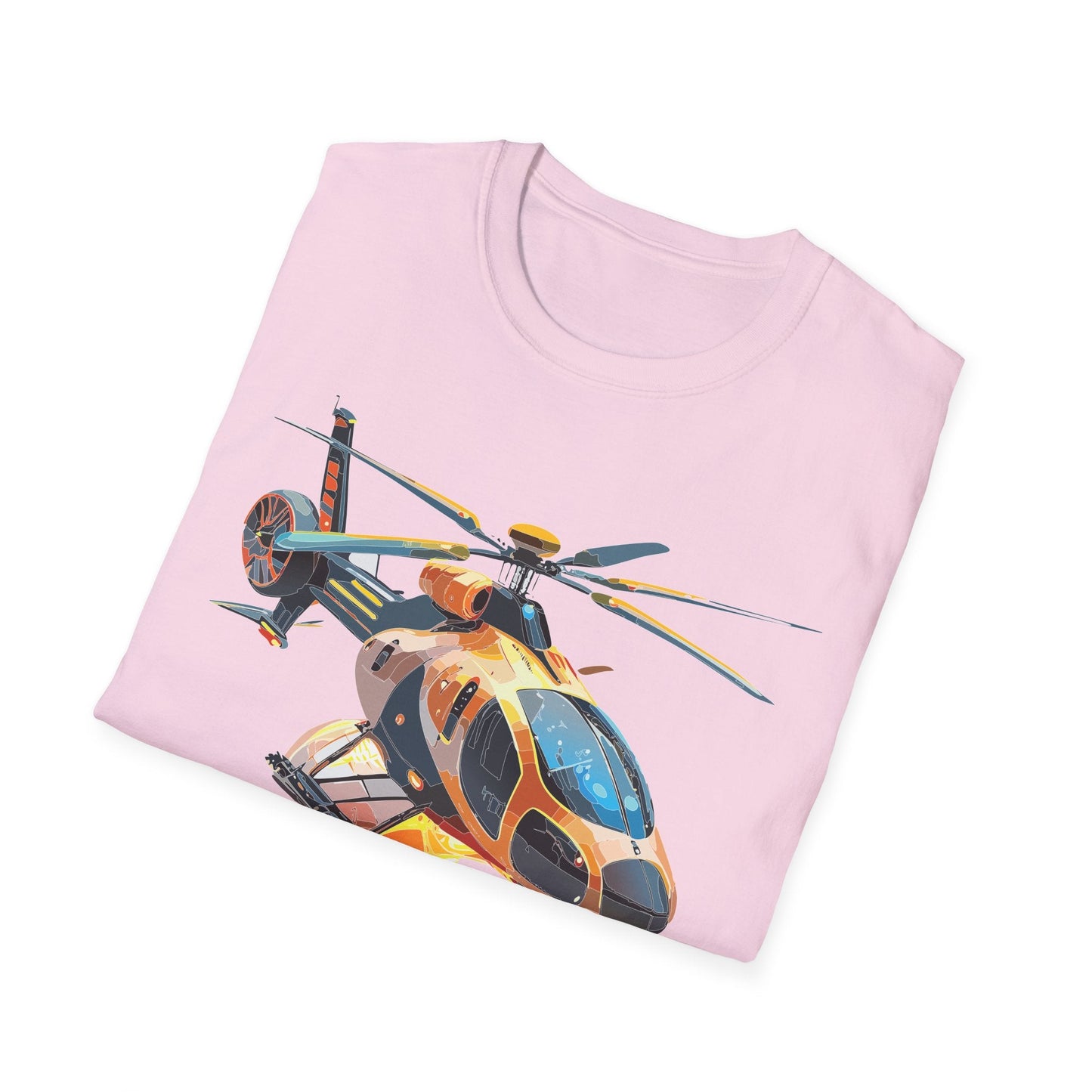 Unisex Helicopter Chopper T Shirt Softstyle 64000 Gildan Durable Lightweight Tee Design