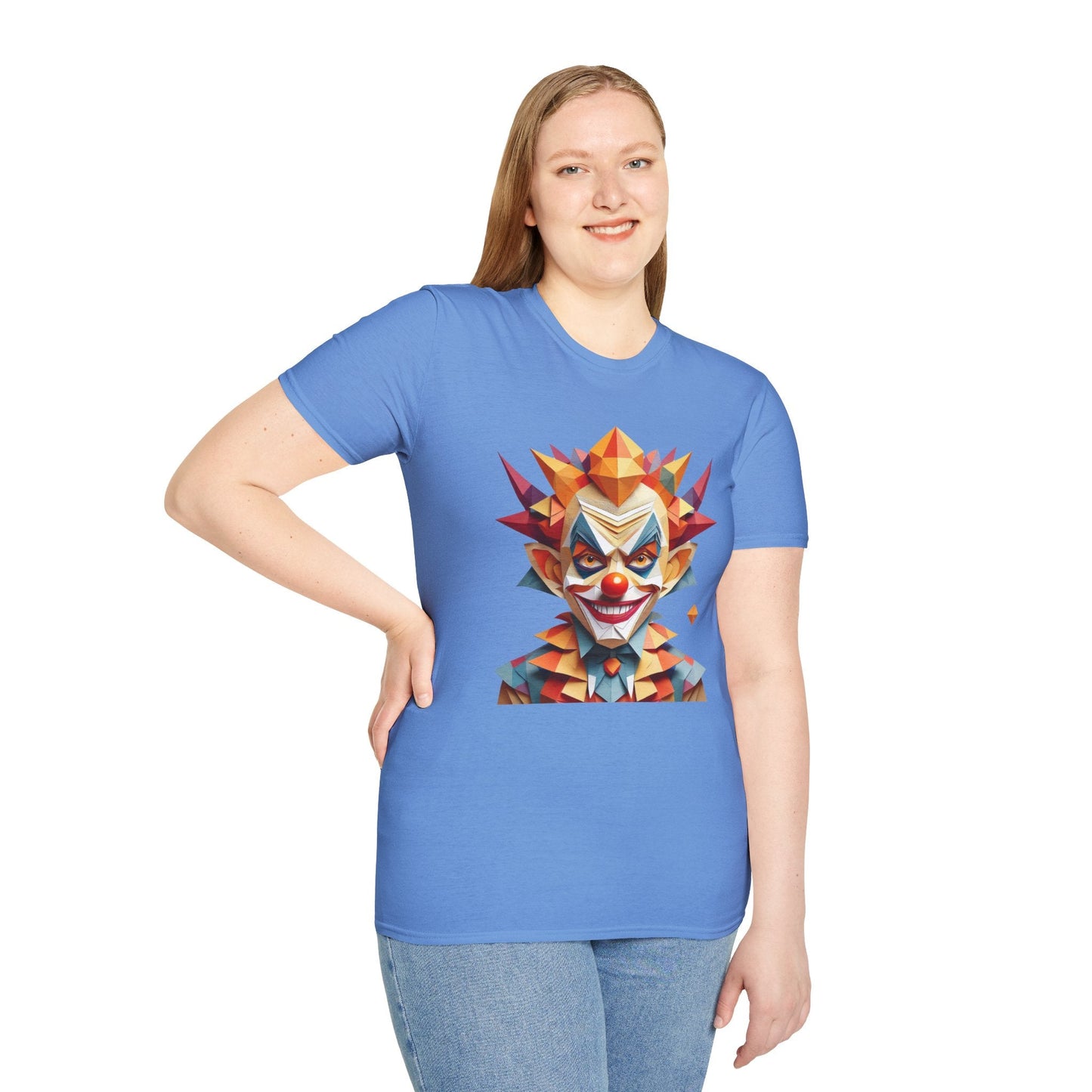 Unisex Clown Shirt With Funny Man Scary Man Circus Theme Tee Gildan Softstyle 64000