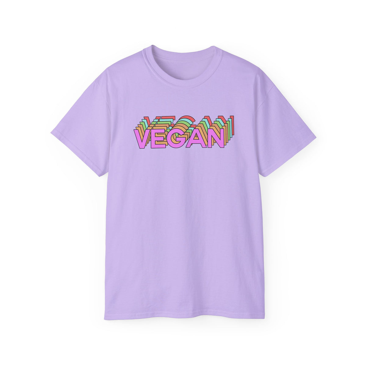 Vegan Retro Layered Text Tee | Colorful 3D Typography
