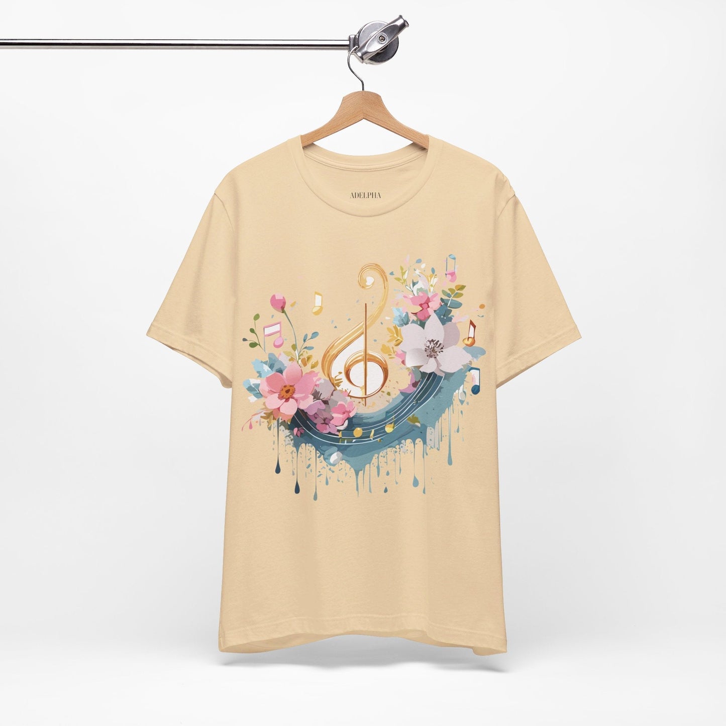 Music Graphic Unisex 100 Cotton Vintage Art with Musical Elements Tee 66