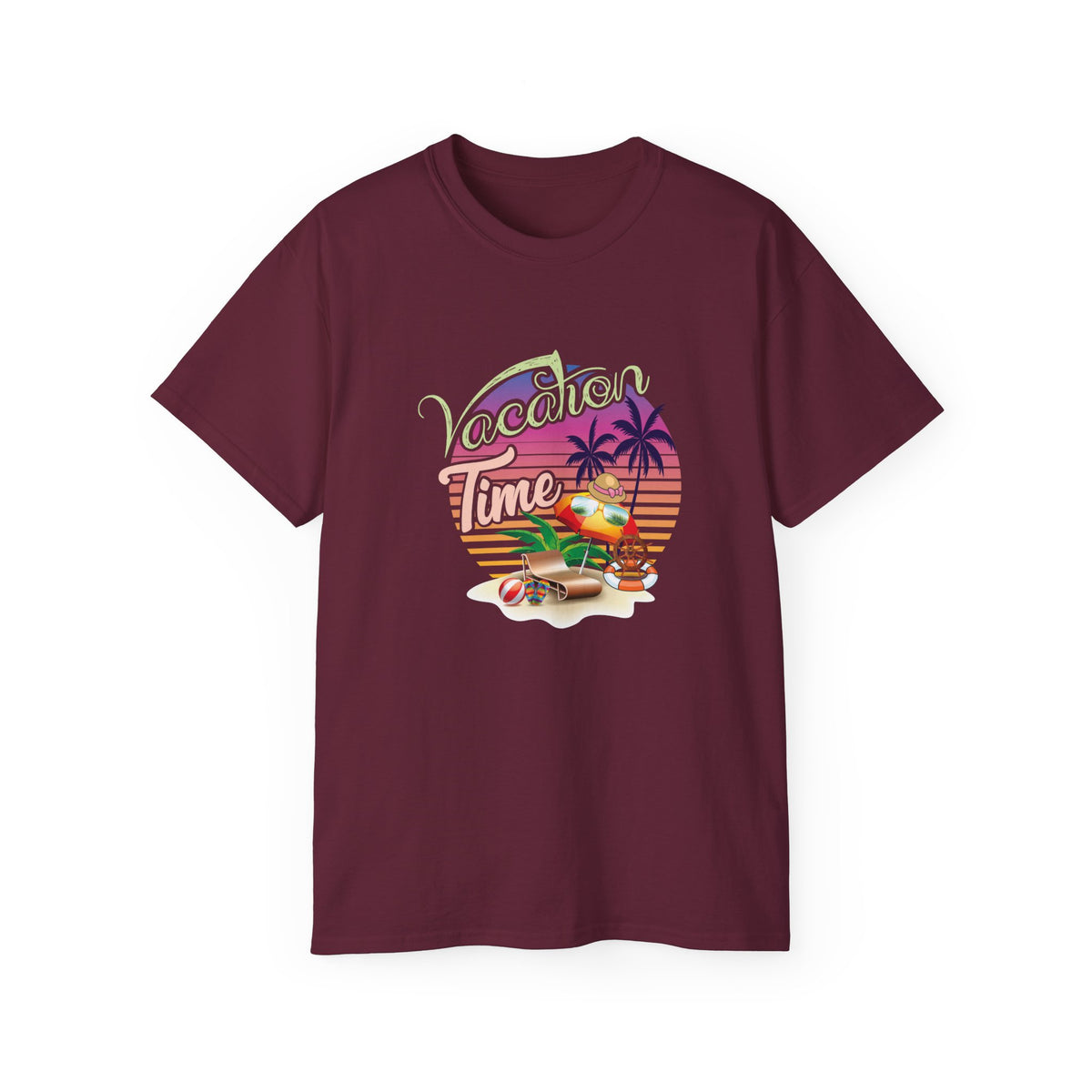 Vacation Time Palm Sunset Tee | Retro Beach Jeep Surfboard