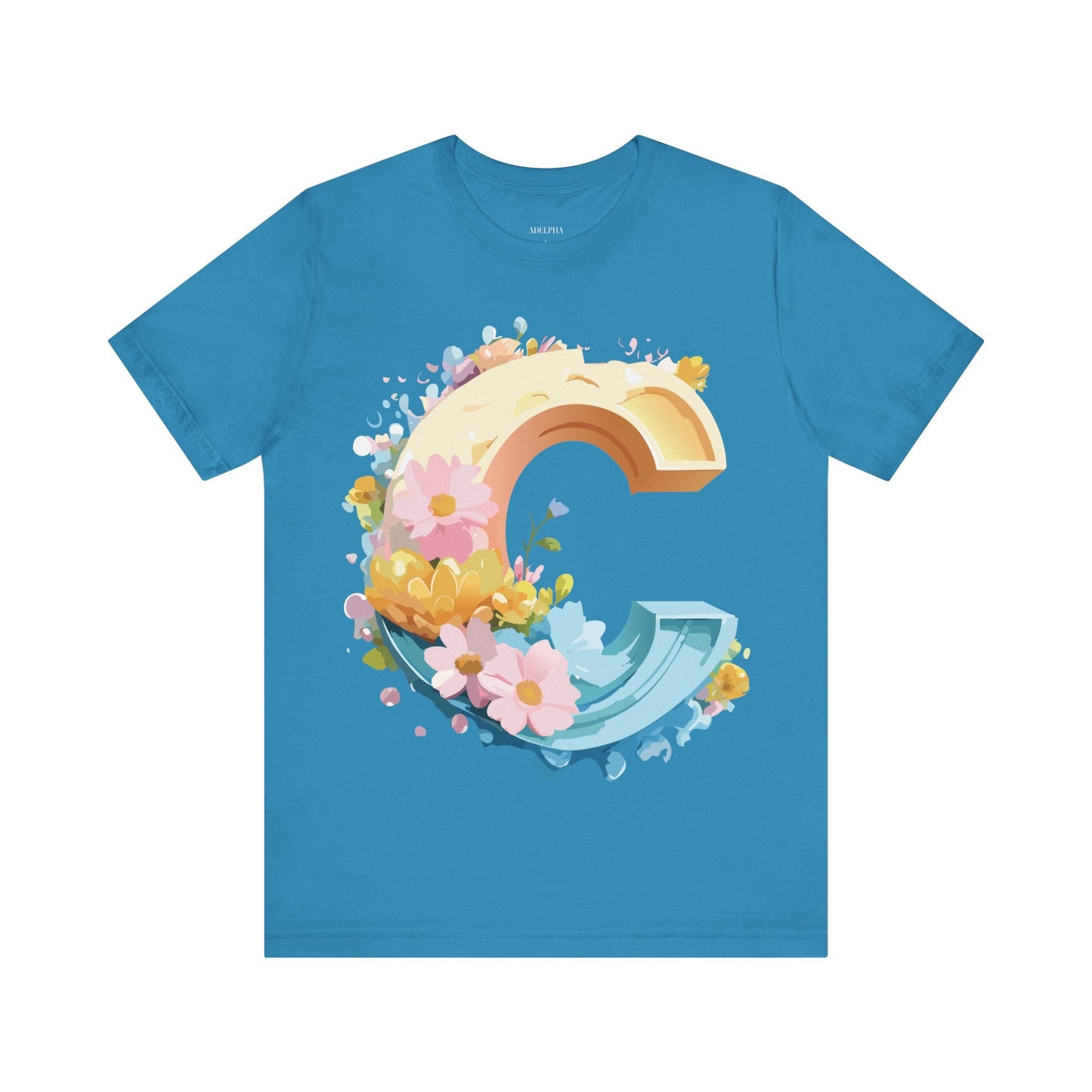 Letter C Graphic Tee Premium Unisex Vintage Art Design Shirt By Adelpha Short Sleeve