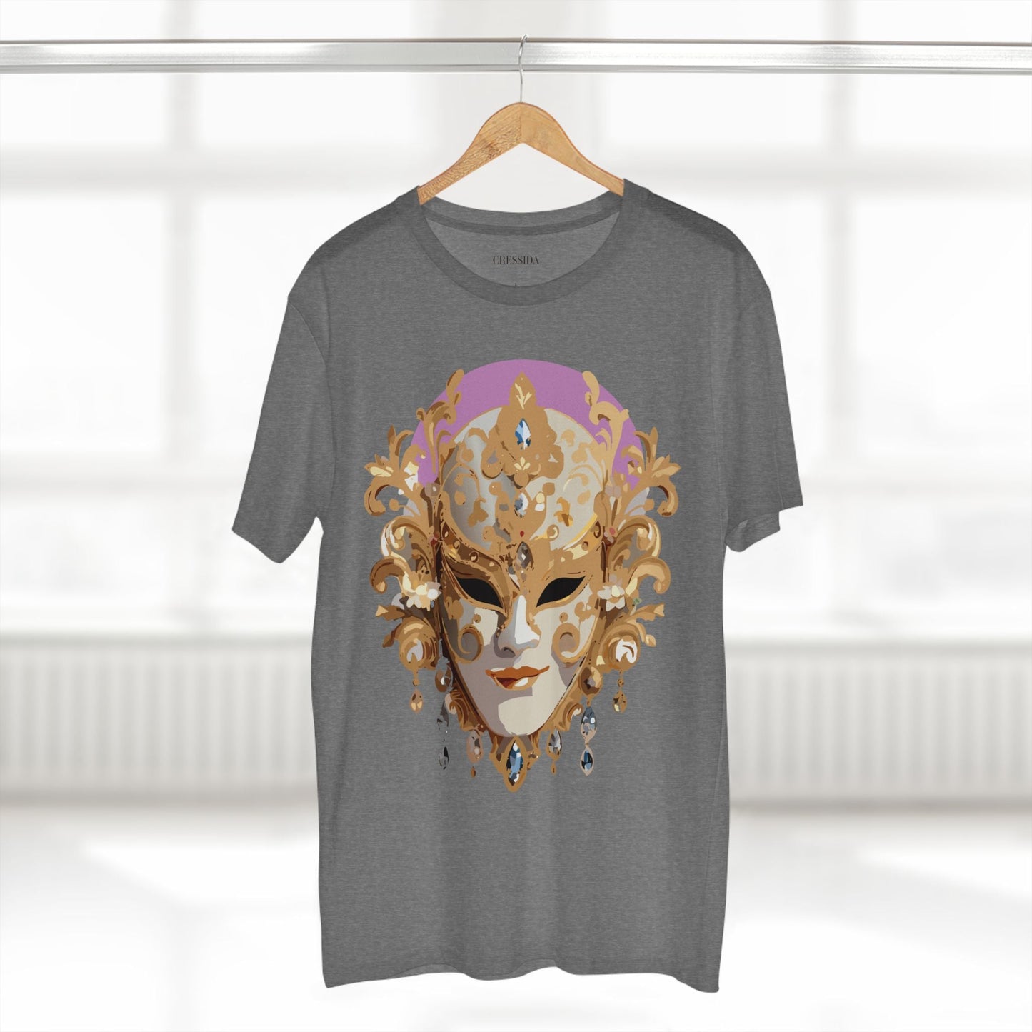 Carnival Mask Graphic T-Shirt Unisex 100 Cotton With Antique Gold Art Design Tee 10