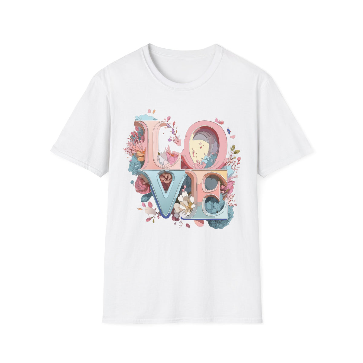 Floral LOVE Lettering T-Shirt | Pastel Botanical Typography