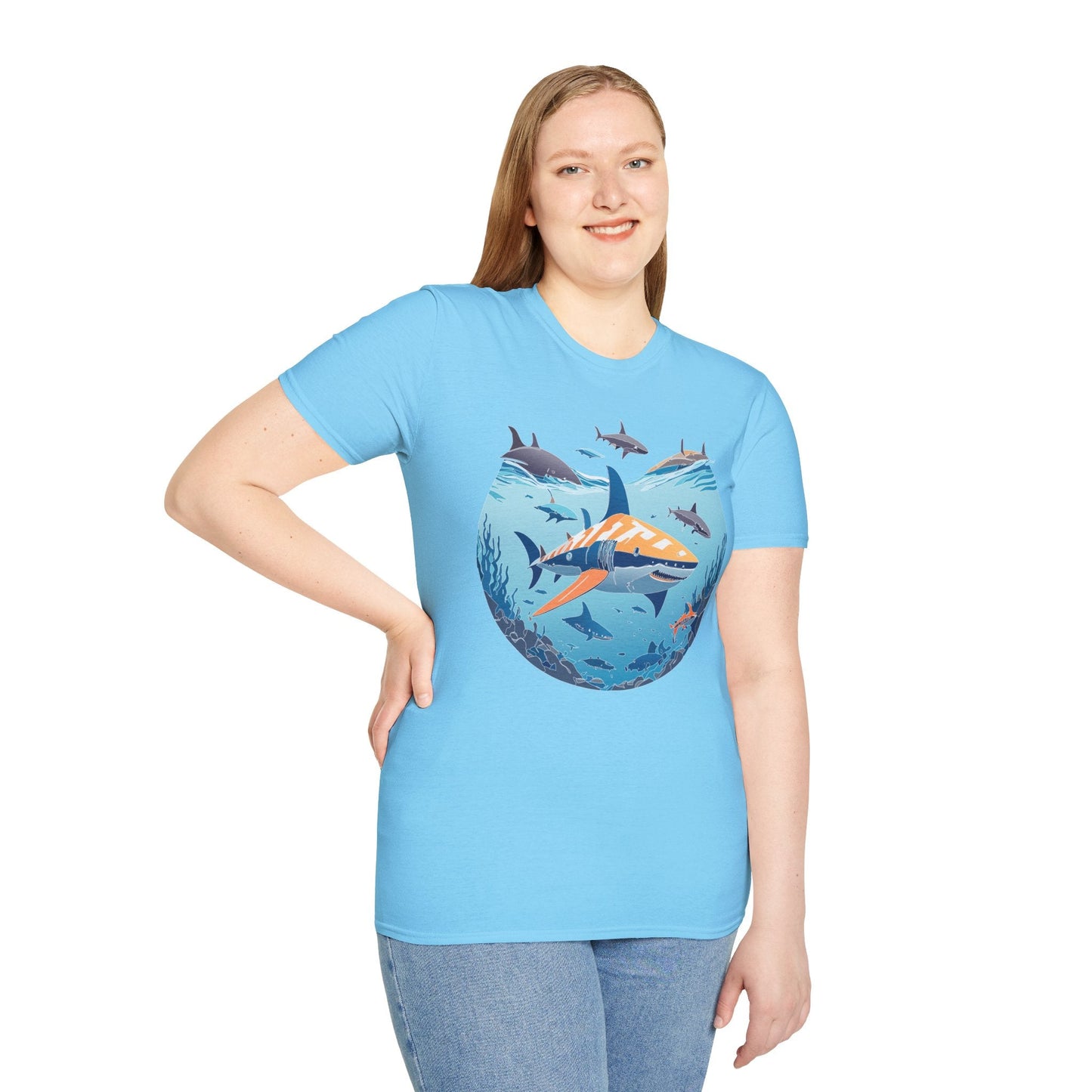Ocean Tee Shirt Unisex Softstyle Gildan 64000 100 Percent Ring Spun Cotton Breathable U Boat Design