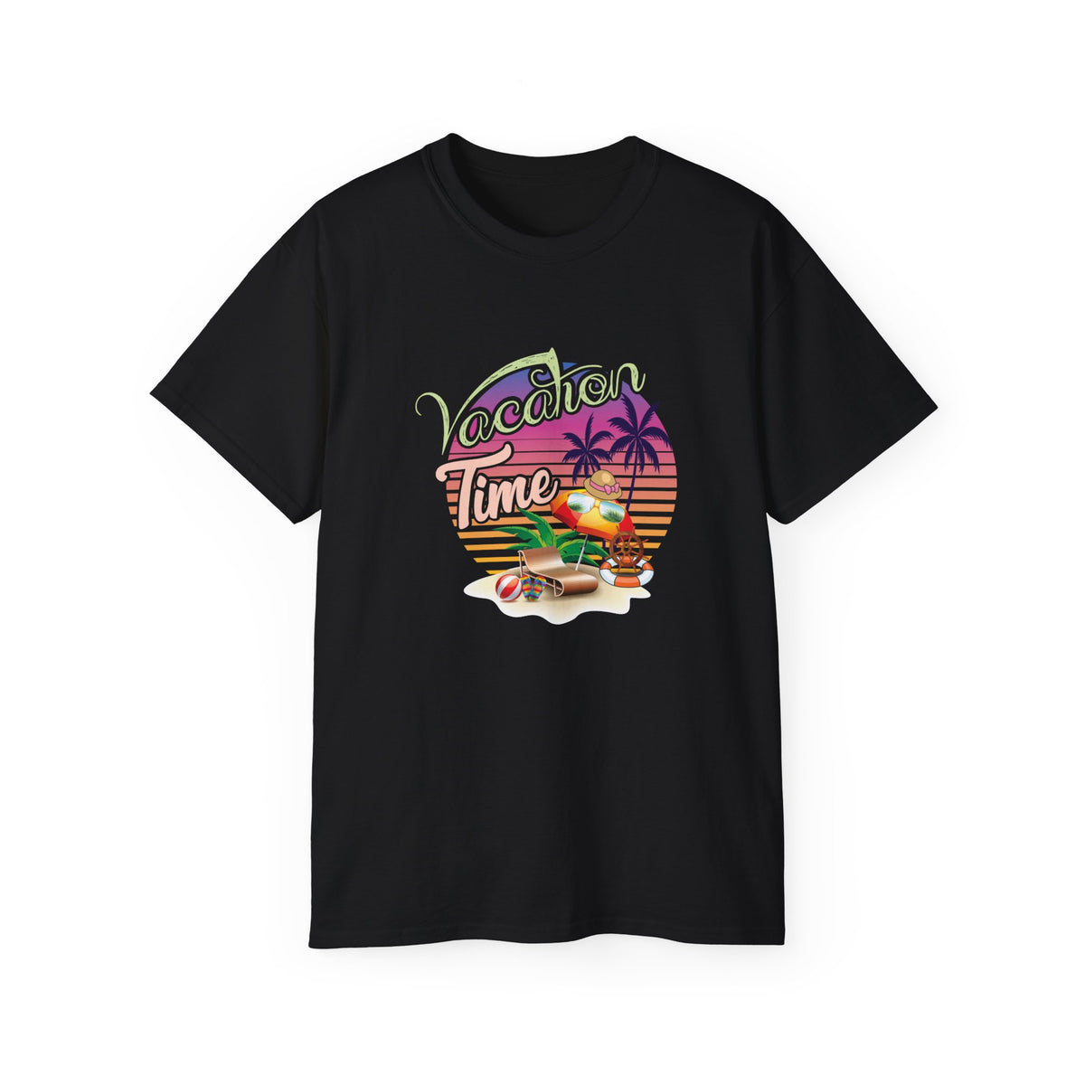 Vacation Time Palm Sunset Tee | Retro Beach Jeep Surfboard