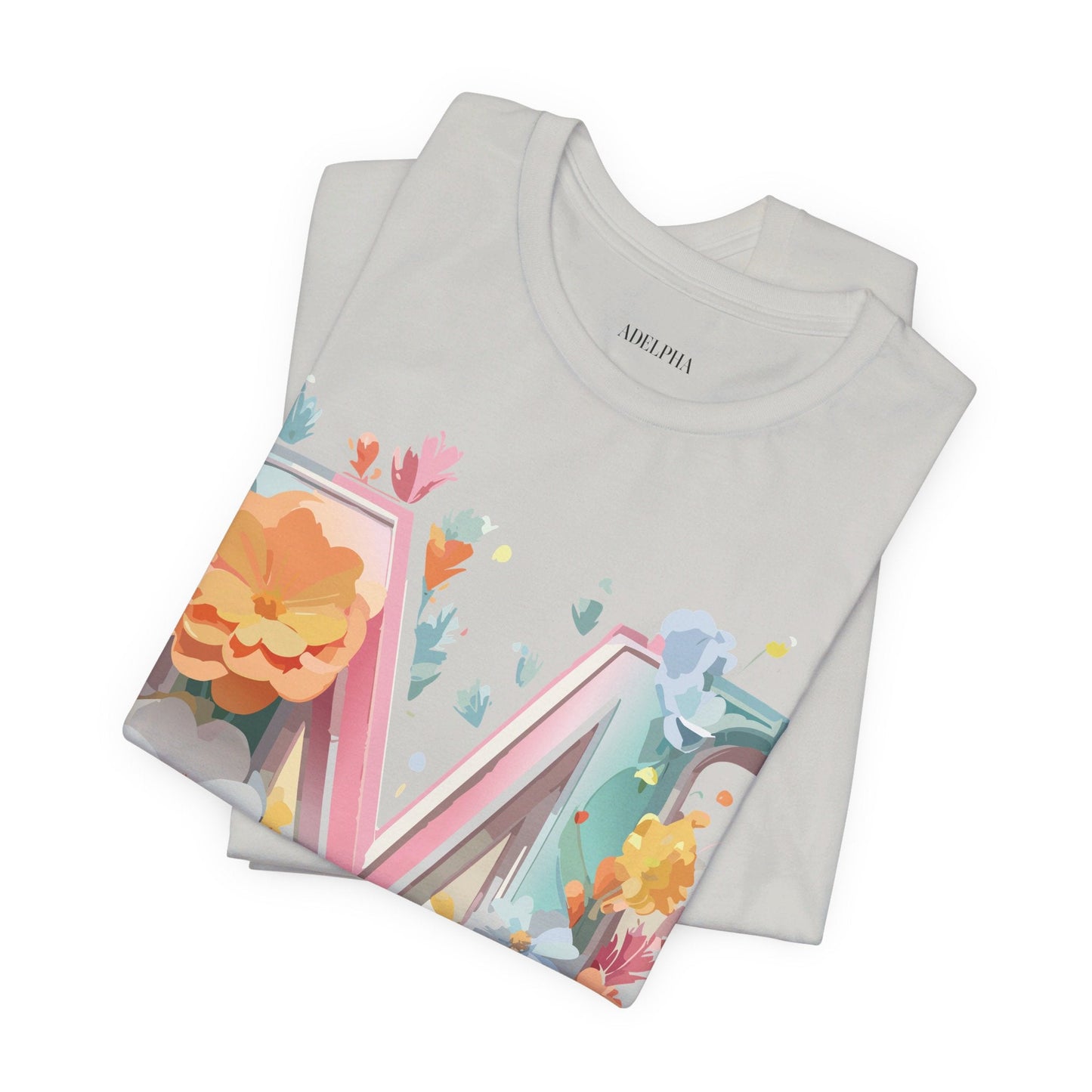 Letter M Graphic Tee Unisex Short Sleeve Shirt By Adelpha Vintage Artwork Design