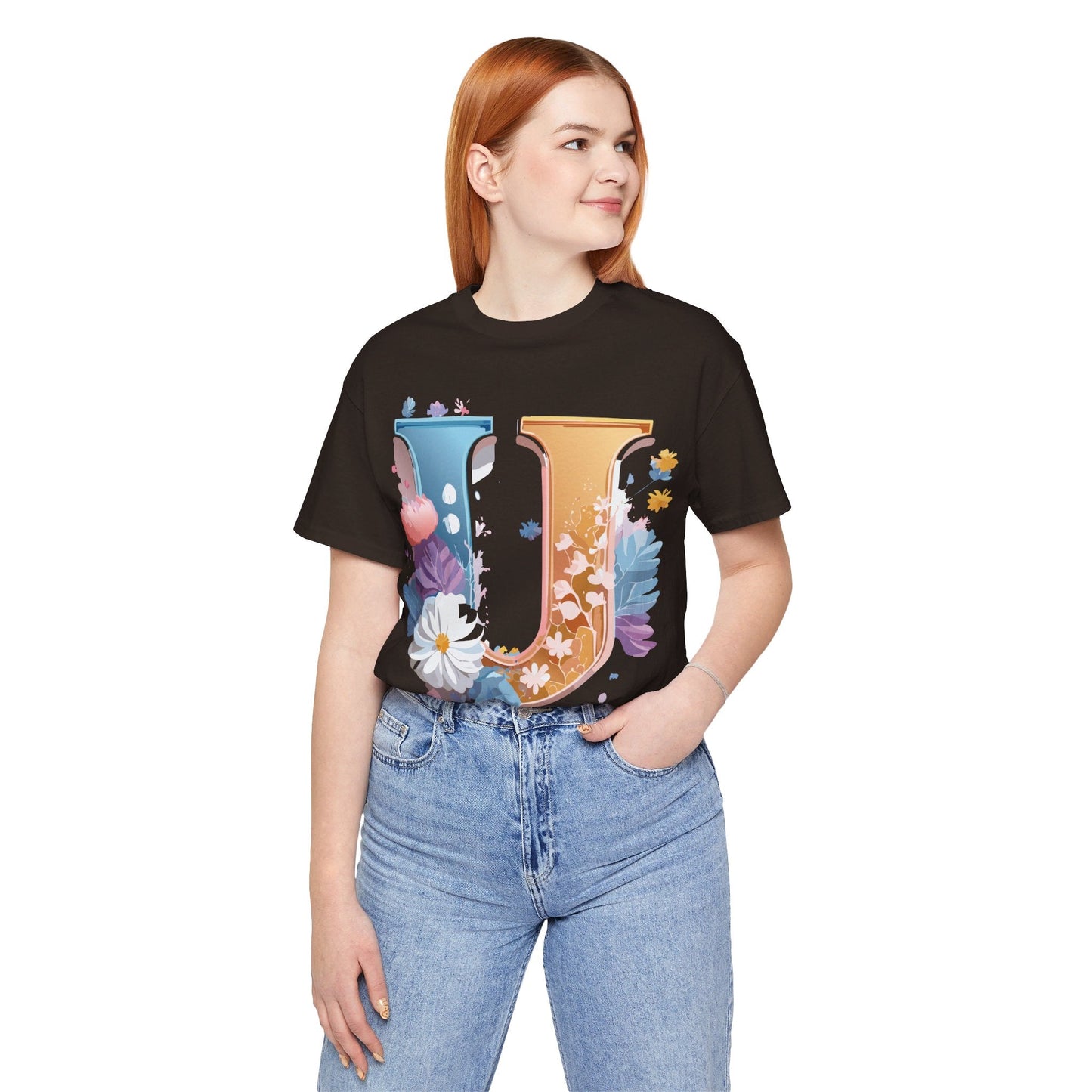 Letter U Graphic Tee Unisex Jersey Short Sleeve Premium Adelpha Art Design Shirt