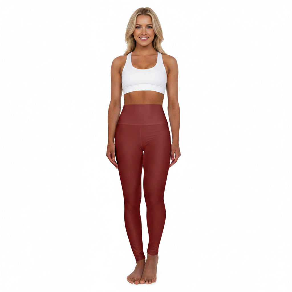 Crushed Berry Color High-Waist Yoga Leggings Women's Seamless Poly-Span Stretchy Pants XS-2XL