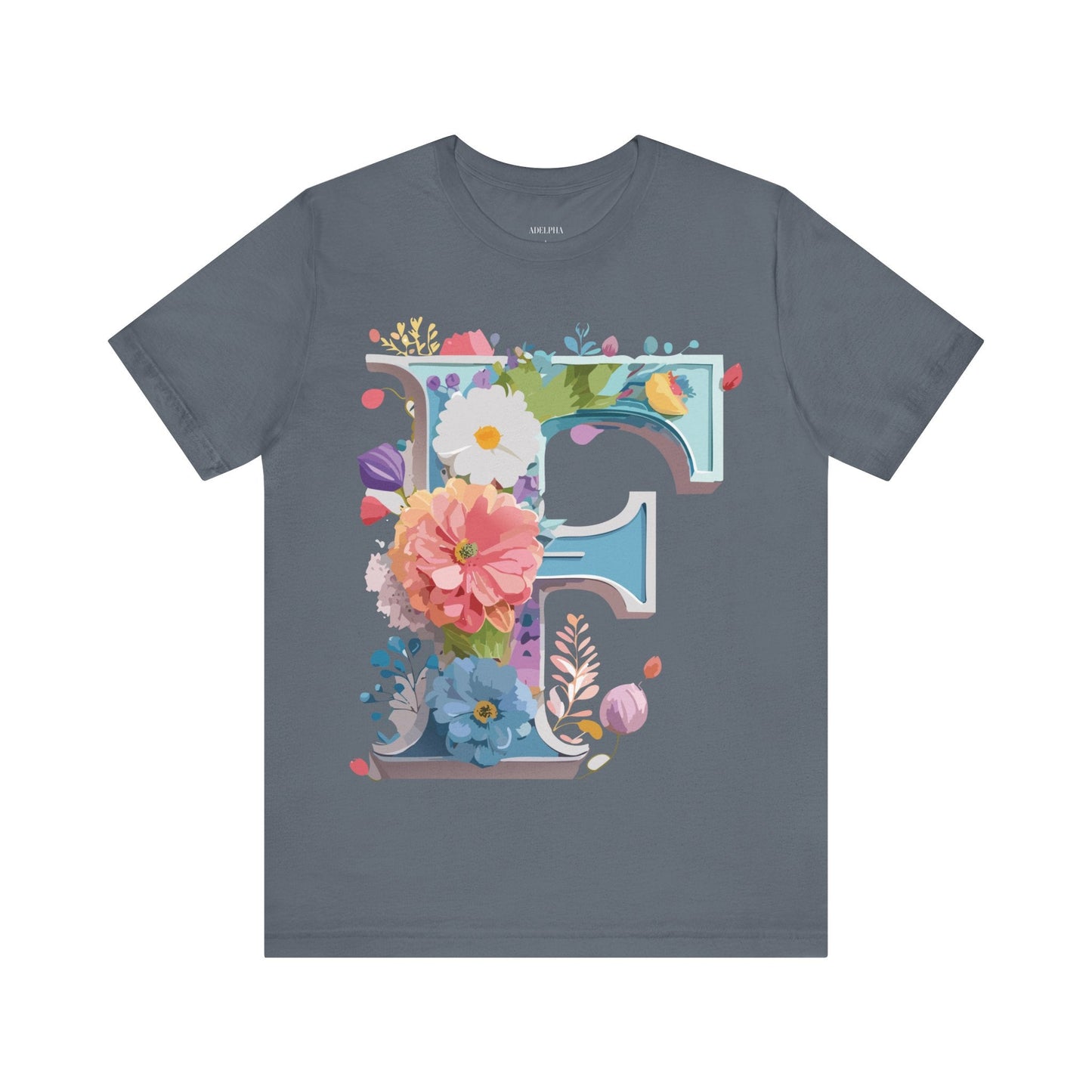 Letter F Shirt Graphic Tee Unisex Adelpha Vintage Inspired Art Design Short Sleeve