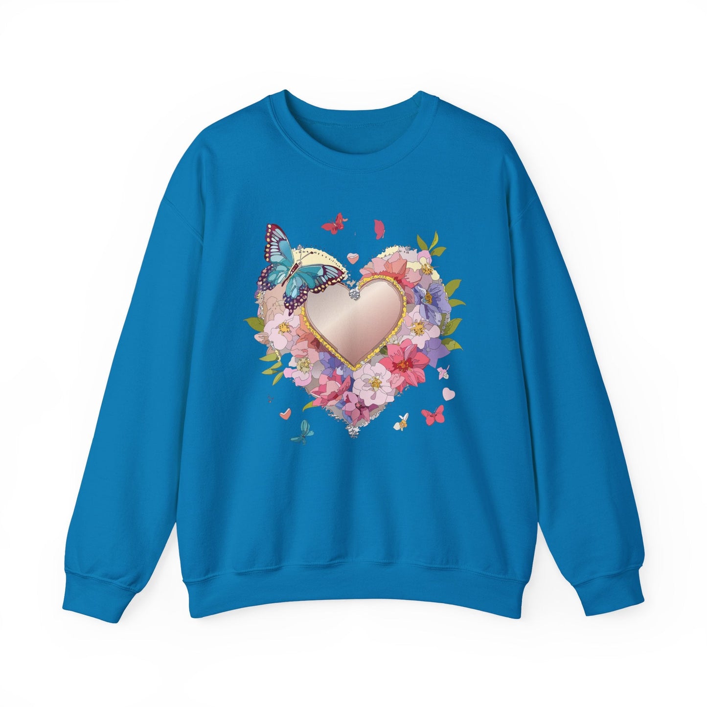 Unisex Floral Heart Sweatshirt Floral Love Sweatshirt Valentines Day Sweatshirt Heart Floral Design
