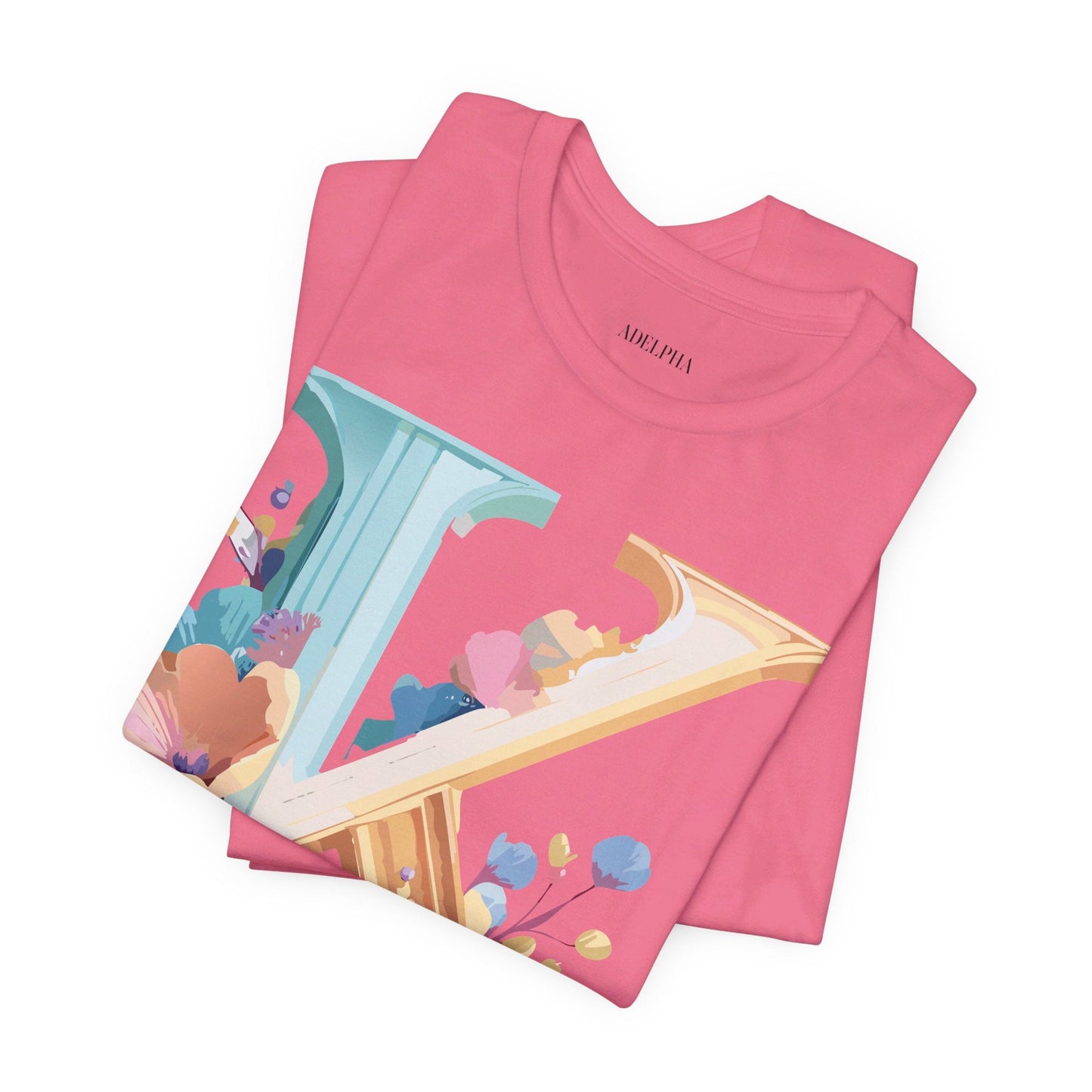 Letter K Graphic Tee Unisex Shirt By Adelpha Vintage Art Design Short Sleeve Collection