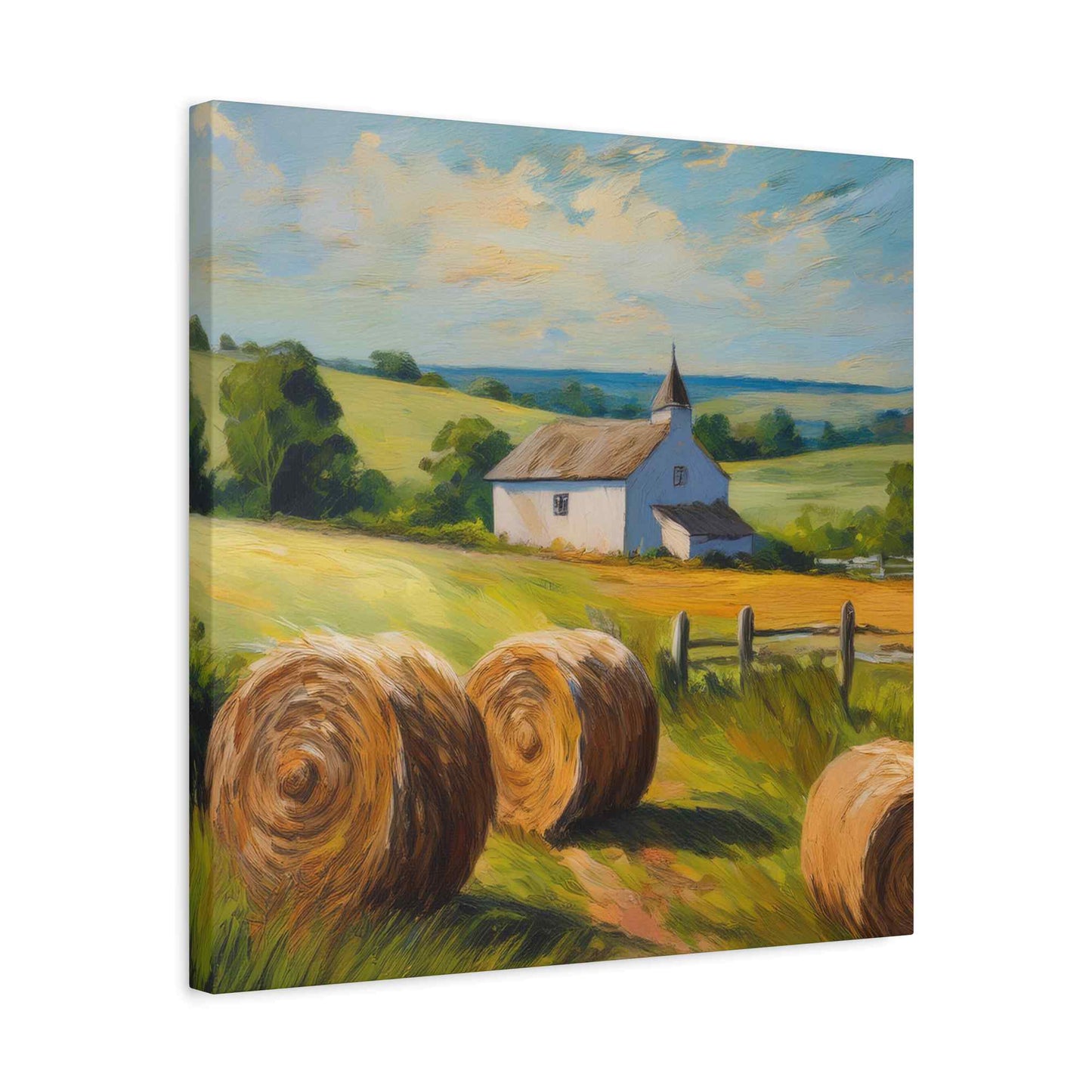 Countryside Print Canvas, Oil Paint Print 20x20, 24x24, 30x30, 32x32, 36x36 Art Design Print Pine-Wood Inner Frame MC-49