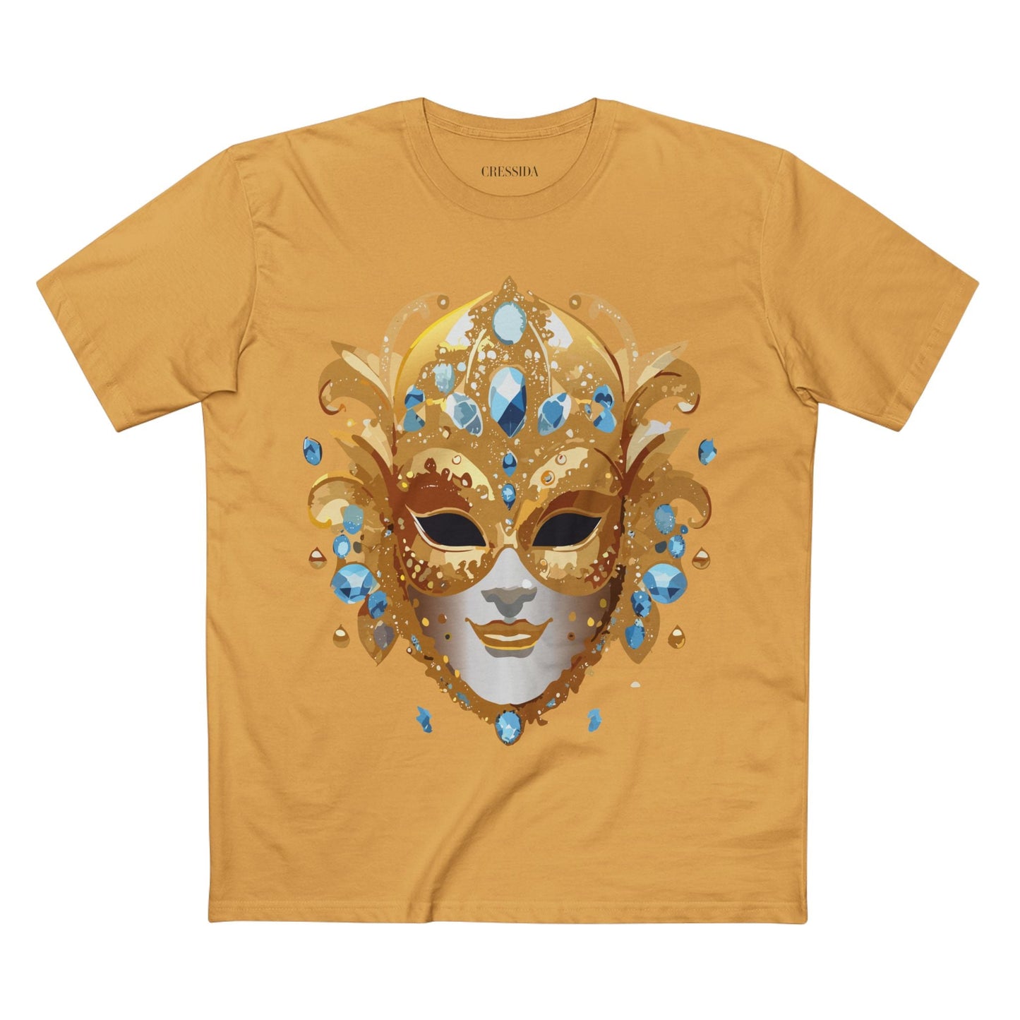 Carnival Mask Graphic T-Shirt Unisex 100 Cotton With Antique Gold Art Design Tee 21