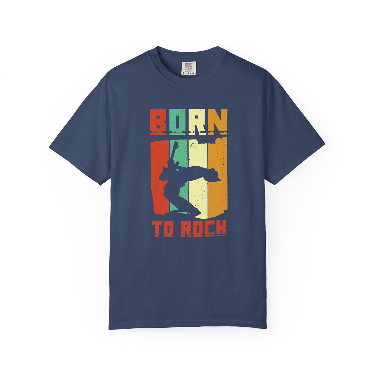 Born to Rock skateboard silhouette T-Shirt Vintage striped graphic Unisex Cotton Tee 086