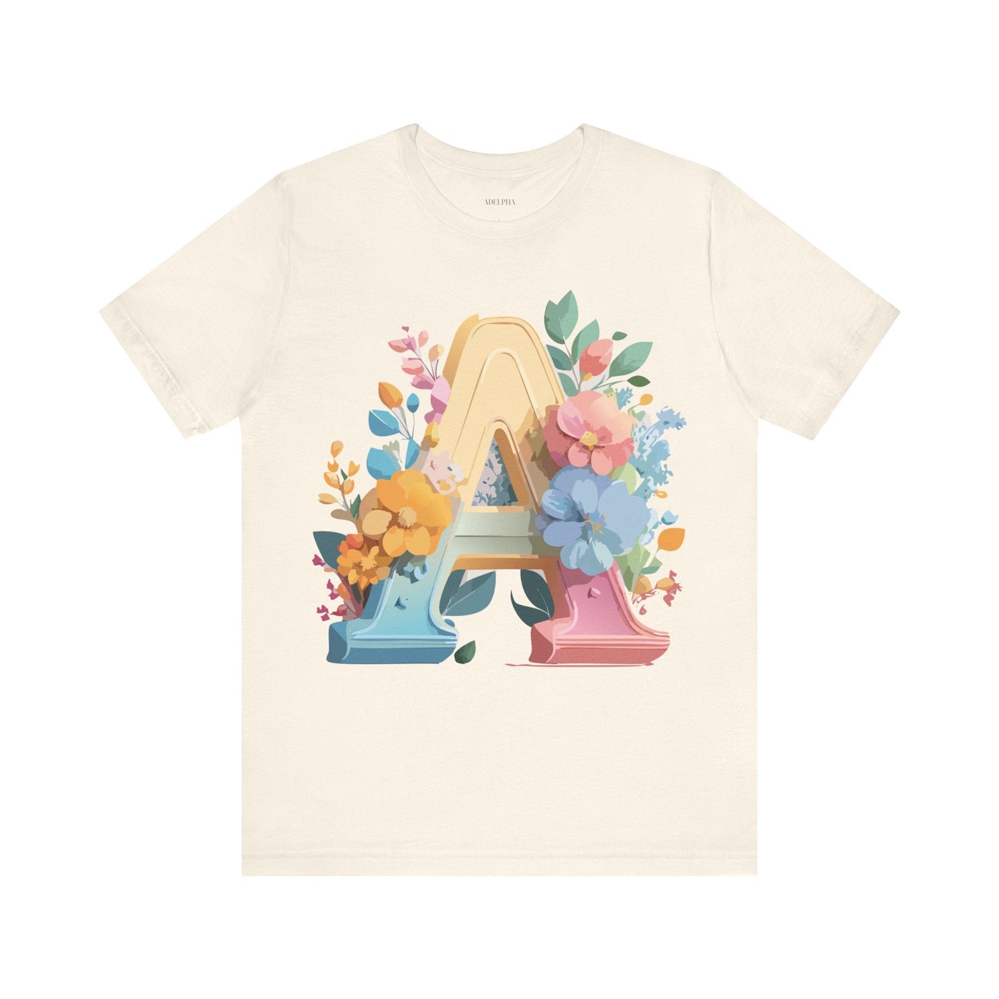 Letter A Shirt Graphic Tee Unisex Short Sleeve by Adelpha Vintage Inspired Art Tee