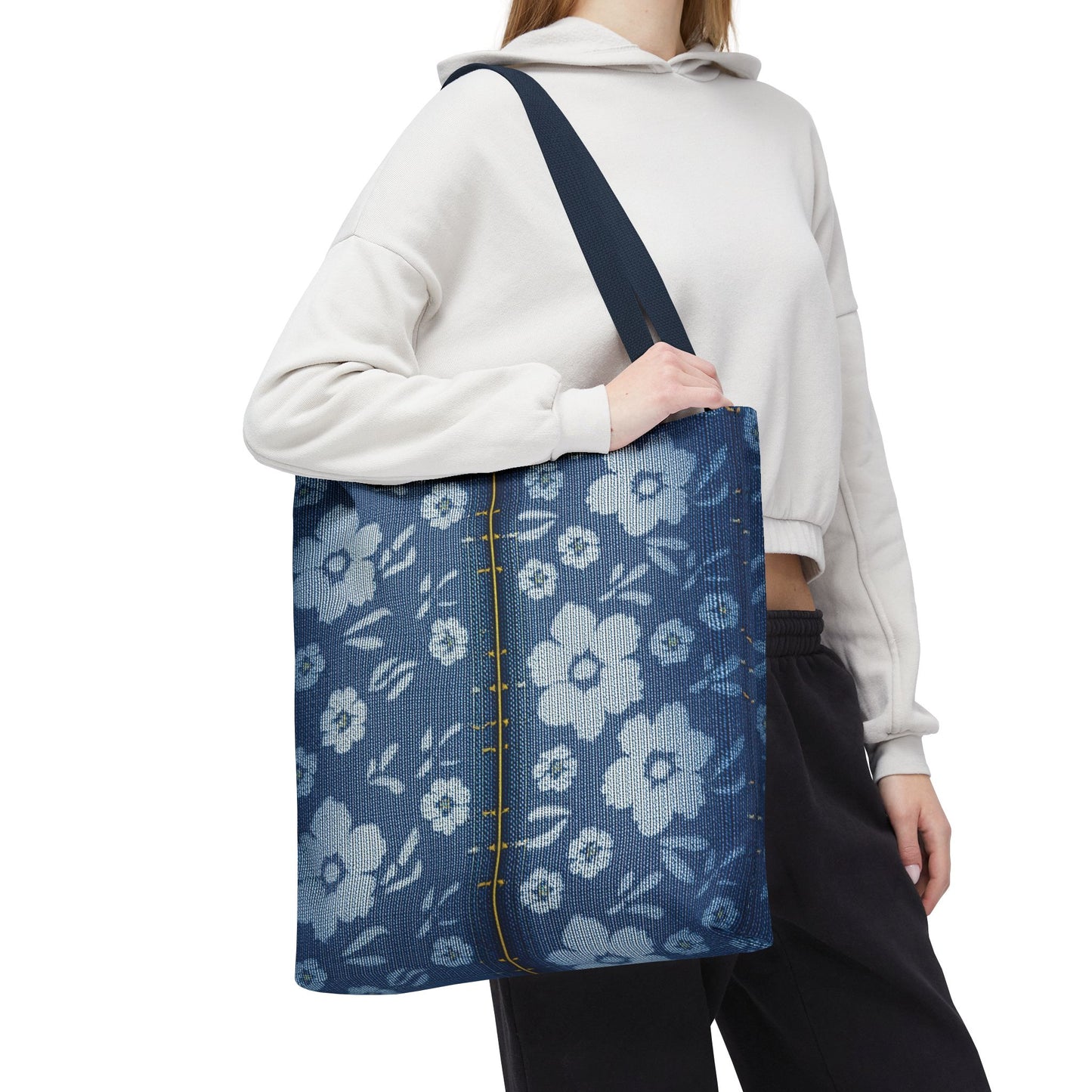 Denim Fabric Imitation Print Unisex Canvas Bag Poly Spun 3 Sizes Tote Bag 118