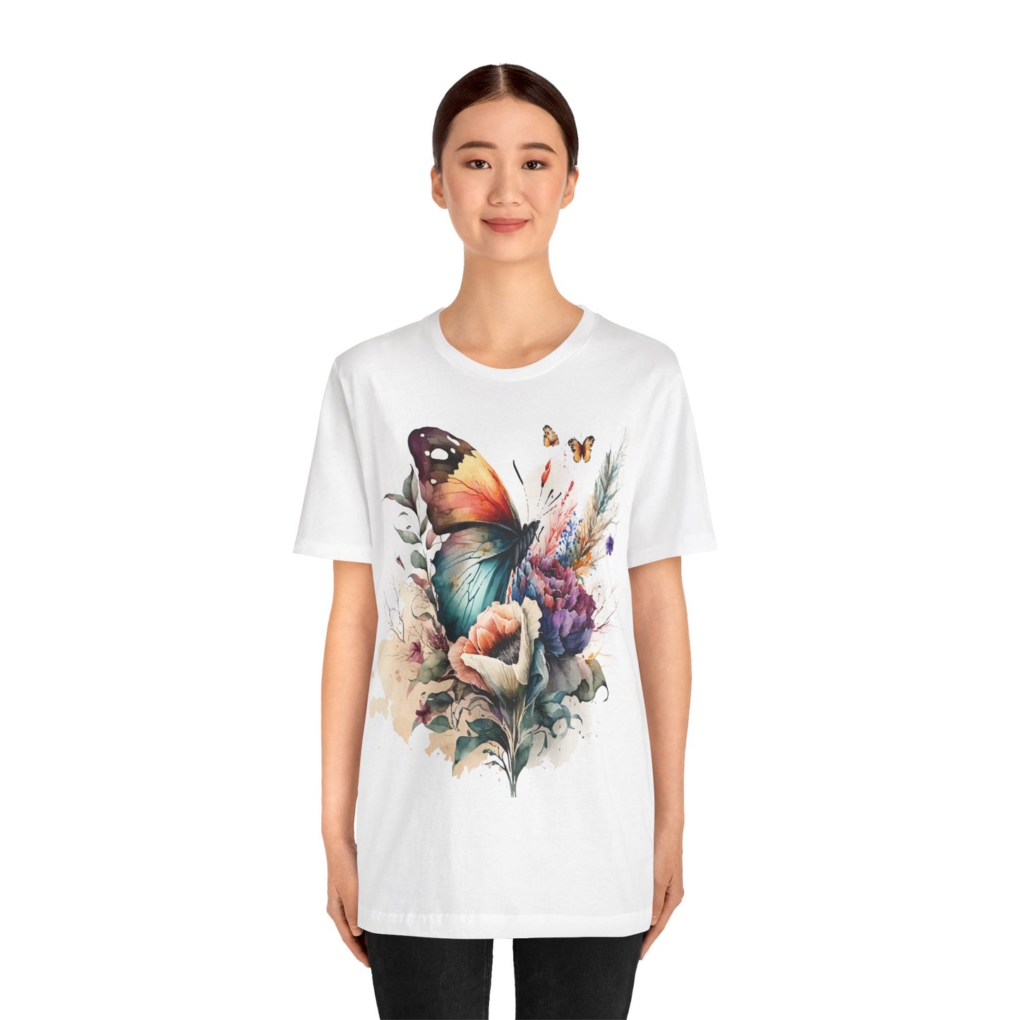 Cotton Tee Shirt with Butterfly Prints