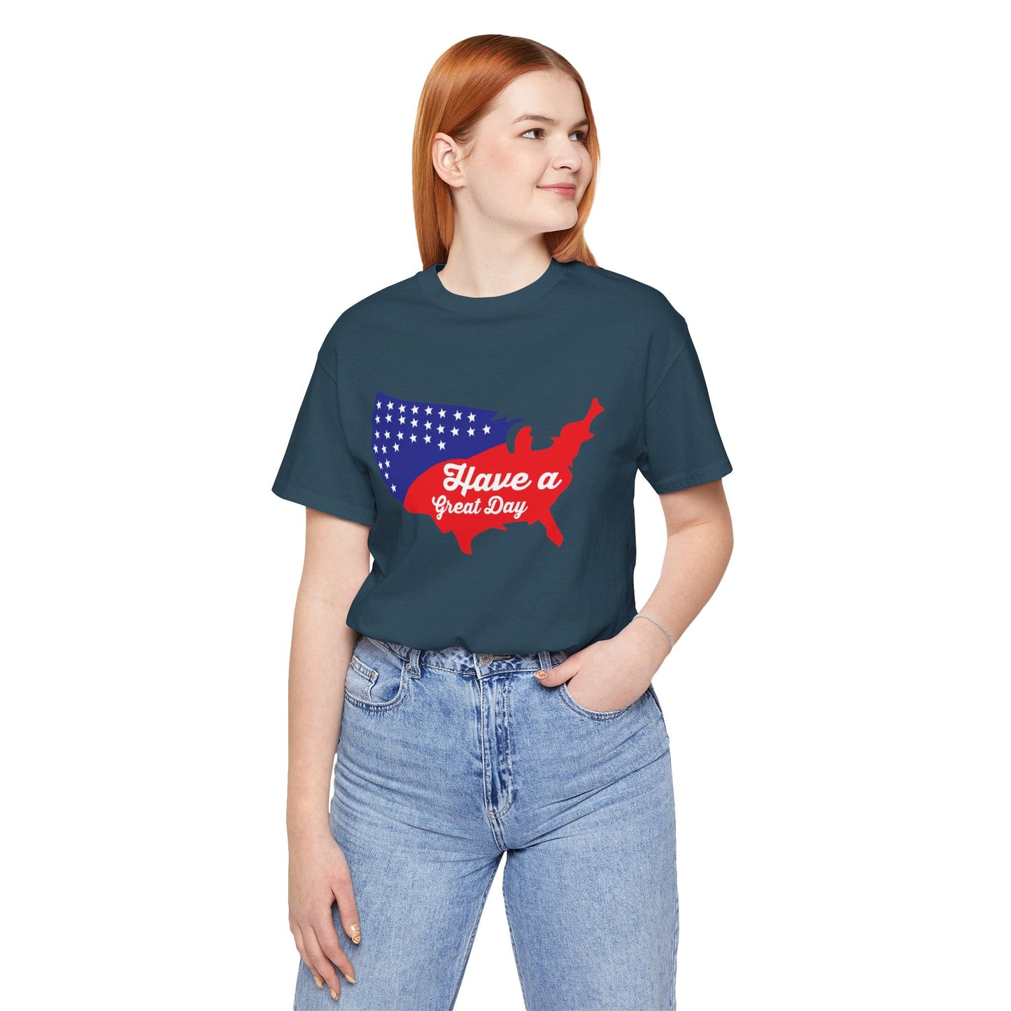 USA Map Patriotic Graphic Unisex Cotton T-Shirt 021