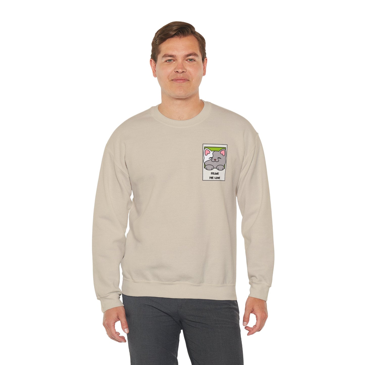 Pocket Cat Sweatshirt Unisex Cat Heart Sweatshirt Valentines Day Gift 50 Percent Cotton Poly Blend