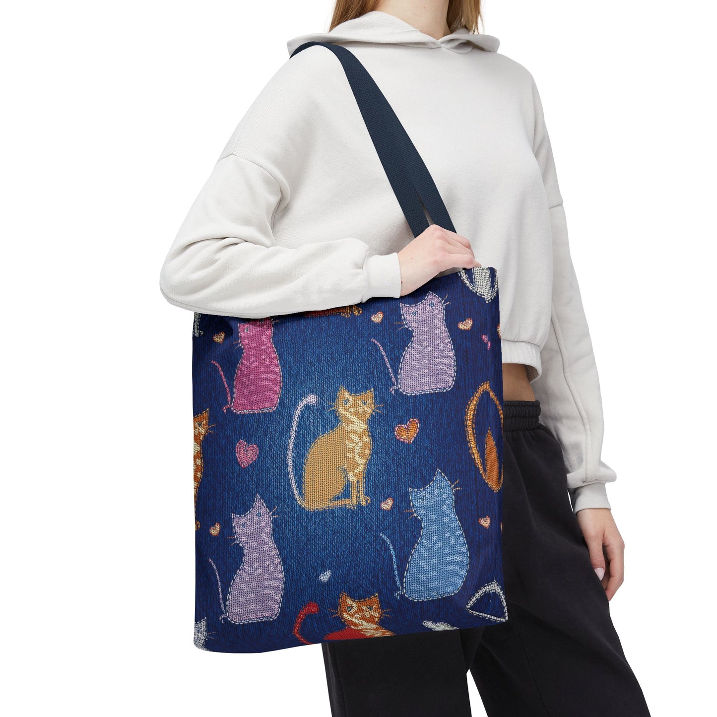 Love Day Graphic Design Denim Fabric Imitation Print Unisex Canvas Bag POLY 3 Sizes Tote Bag 201-20