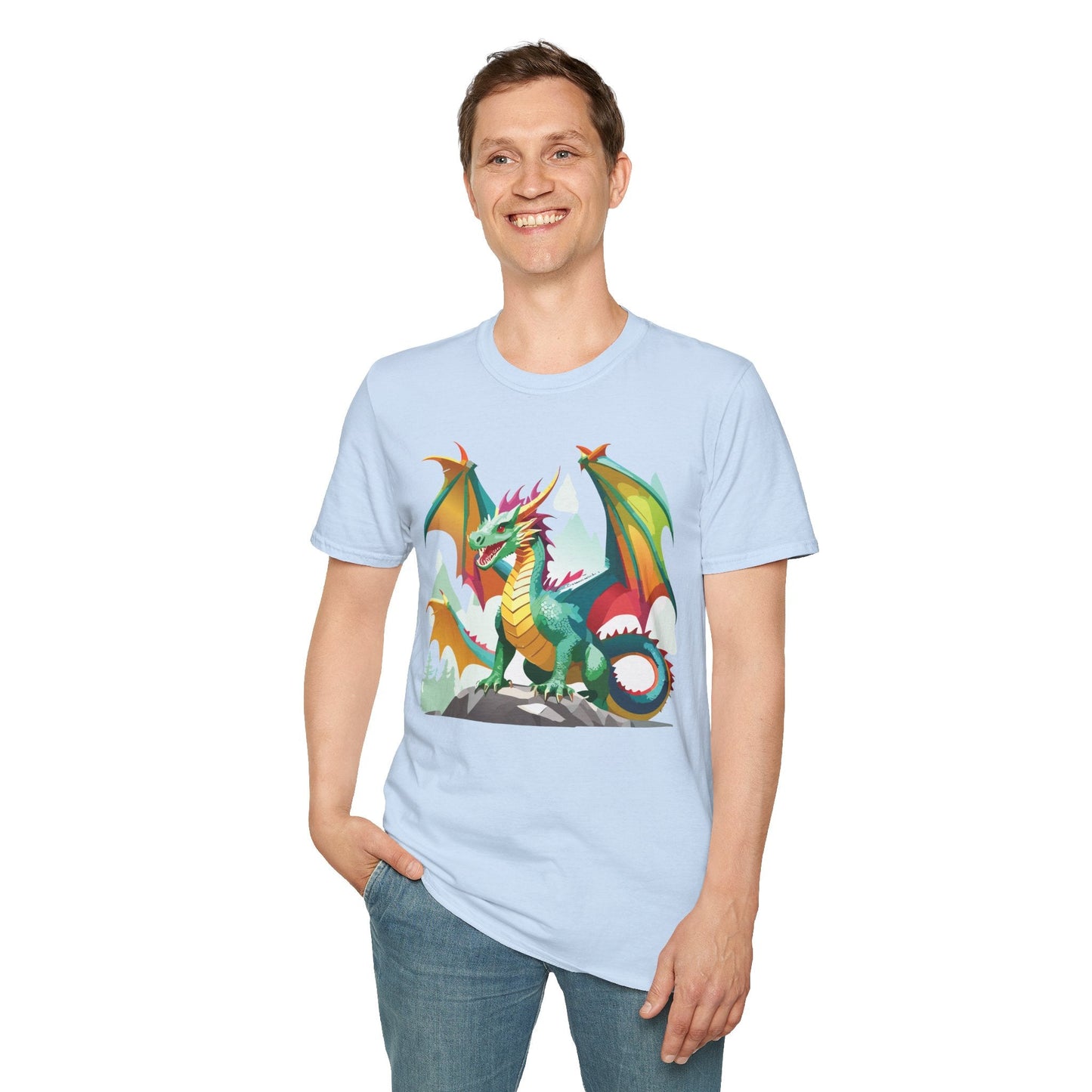 Dragon Graphic Unisex Cotton Softstyle Art Design Tee With Animals 2