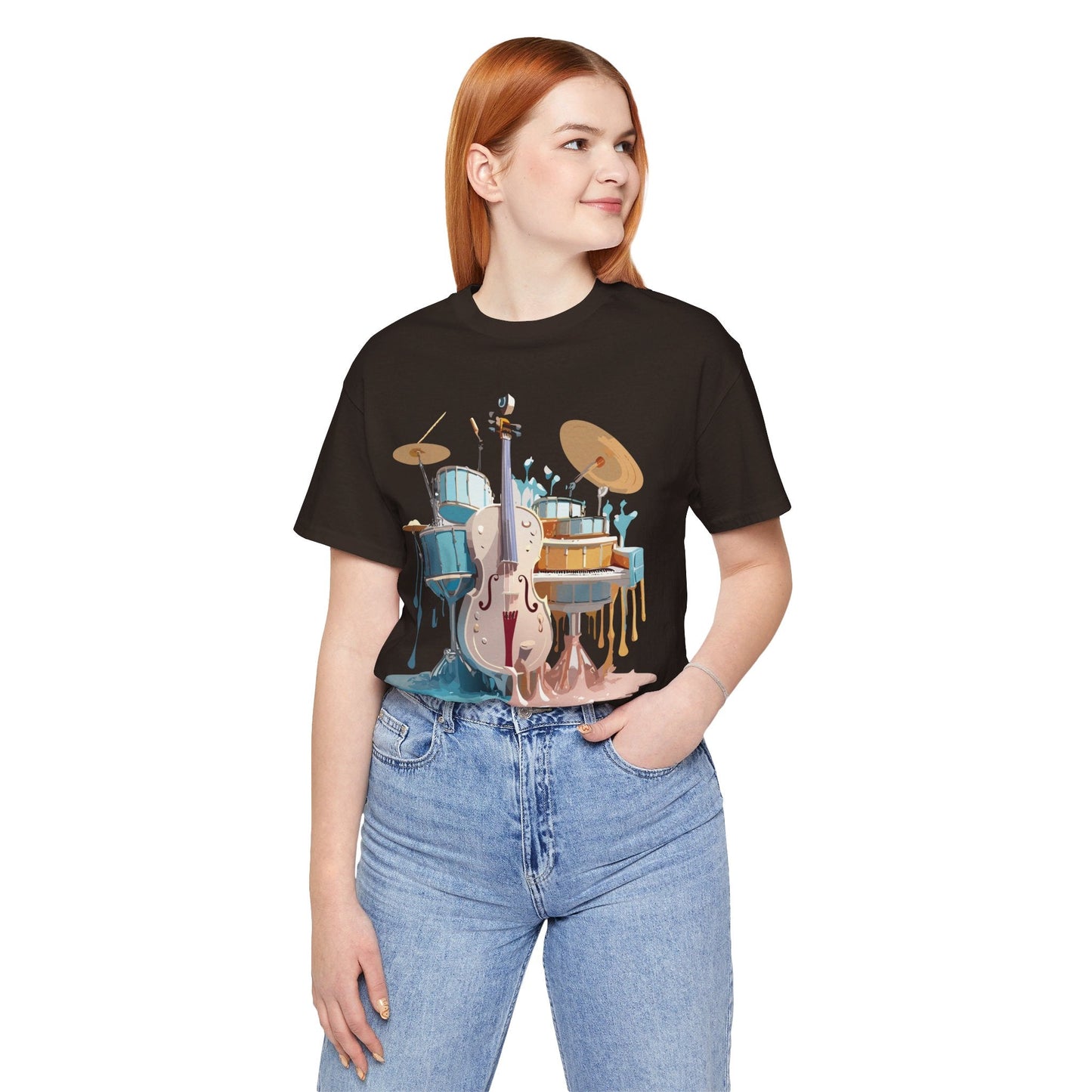 Music Graphic Unisex 100 Cotton Vintage Art with Musical Elements Tee 84
