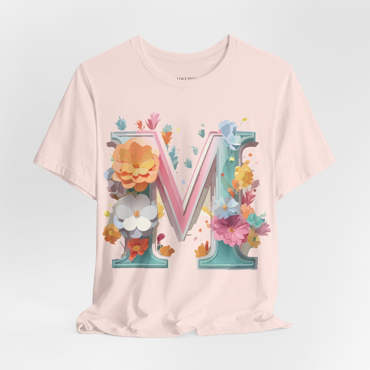 Letter M Graphic Tee Unisex Short Sleeve Shirt By Adelpha Vintage Artwork Design