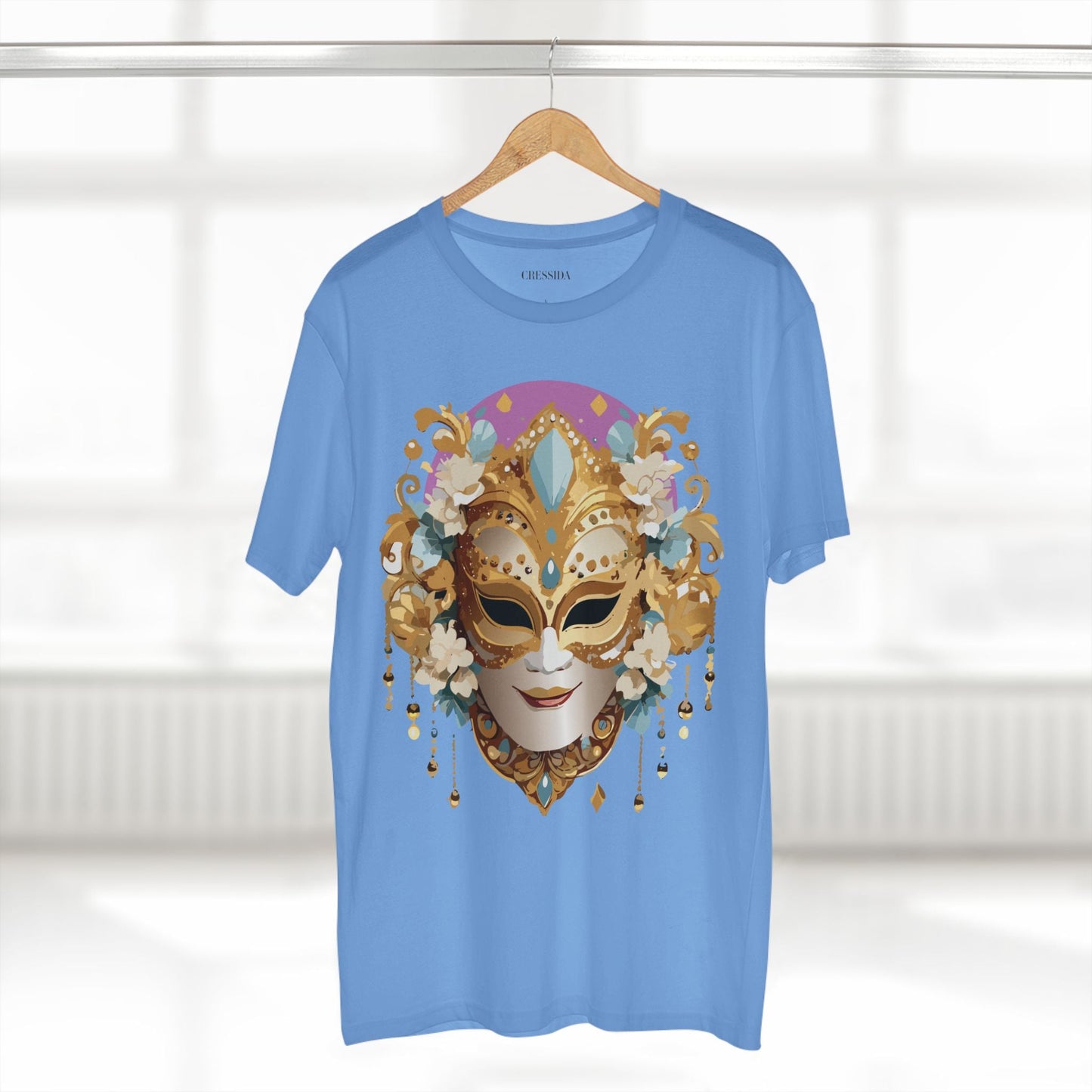 Carnival Mask Graphic T-Shirt Unisex 100 Cotton With Antique Gold Art Design Tee 4
