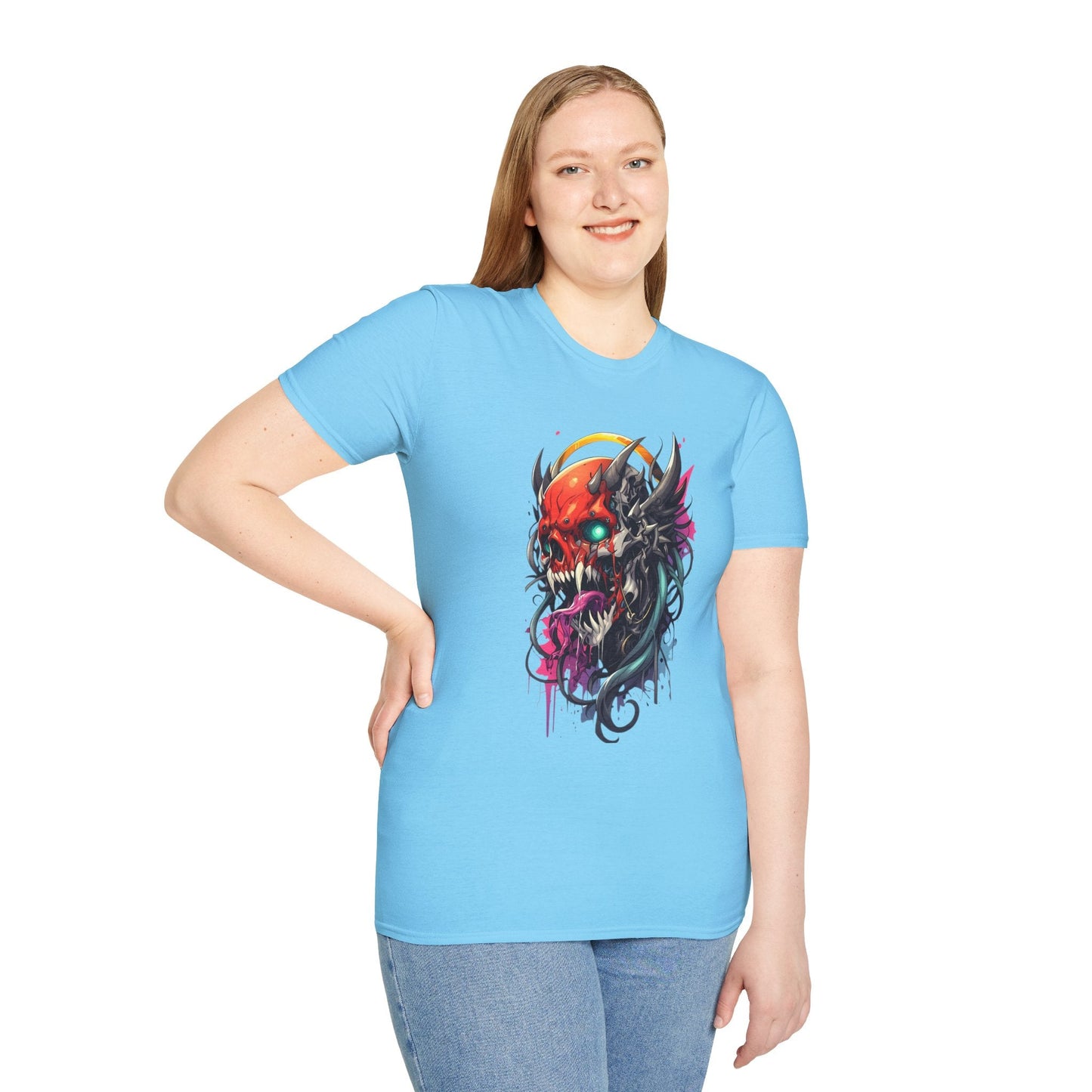 Skull Tee Shirt Unisex Skeleton Art Design Gildan Softstyle 64000 100 Percent Ring Spun Cotton