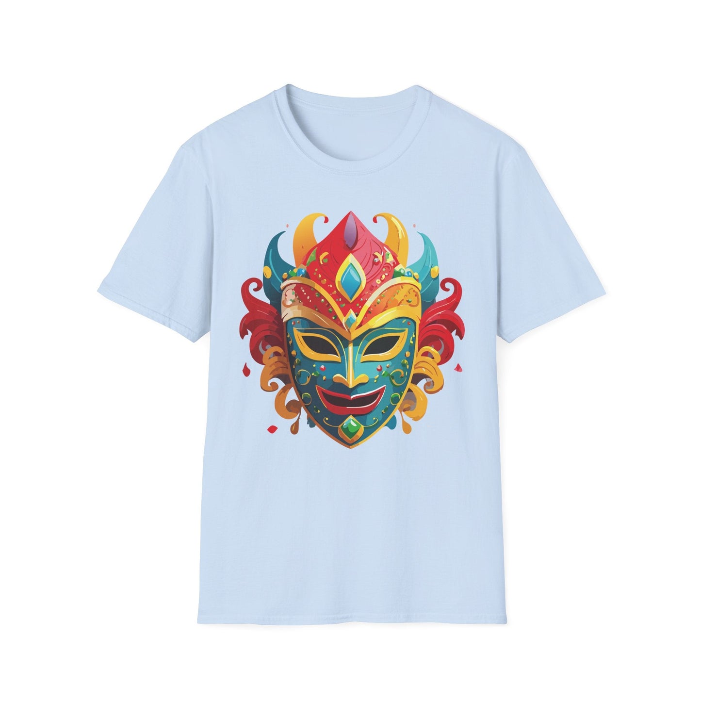 Unisex Mask Tee Shirt Gildan Softstyle 64000 Ring Spun Cotton Breathable Masquerade Design
