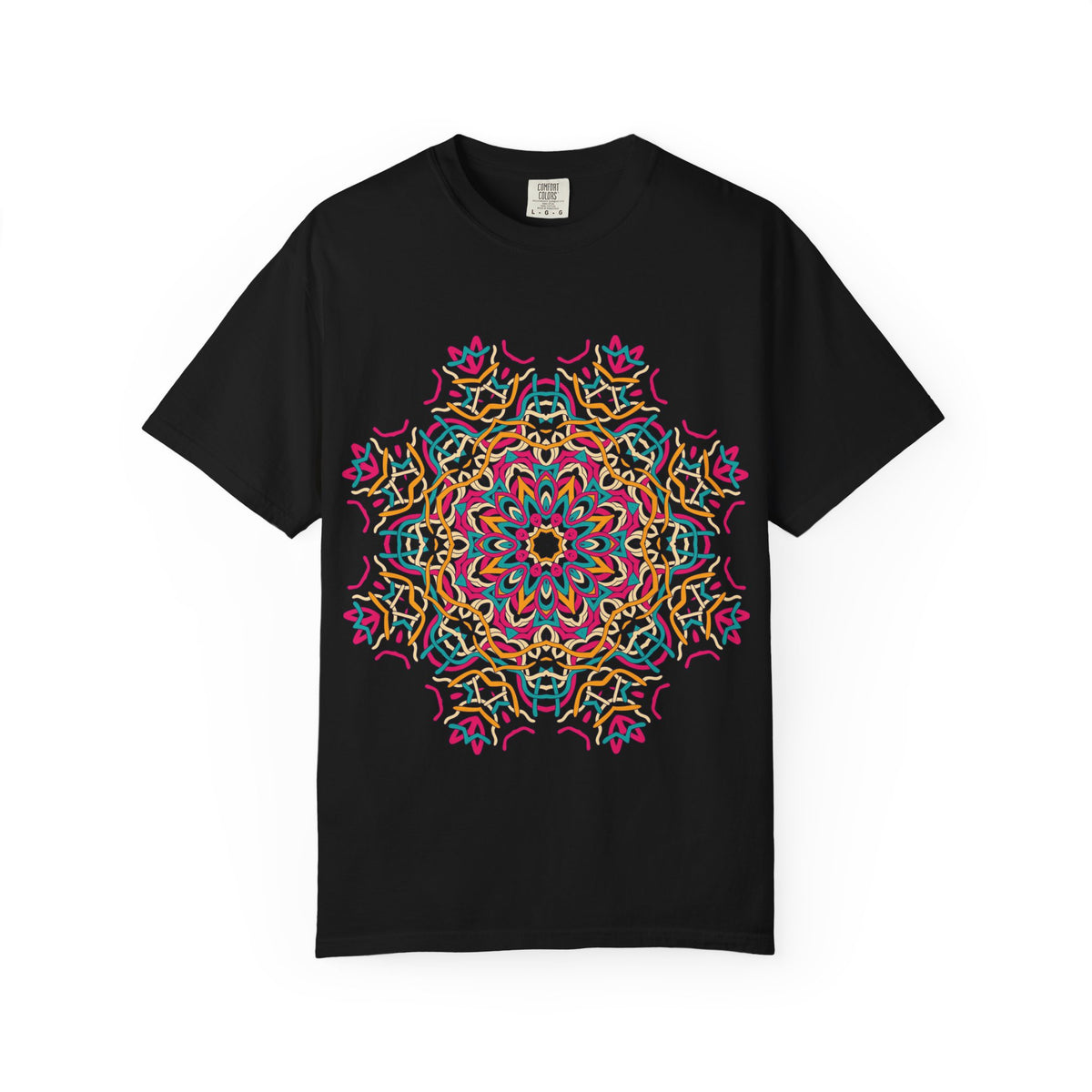 Unisex Garment Dyed Cotton T-Shirt with Mandala Graphic Design