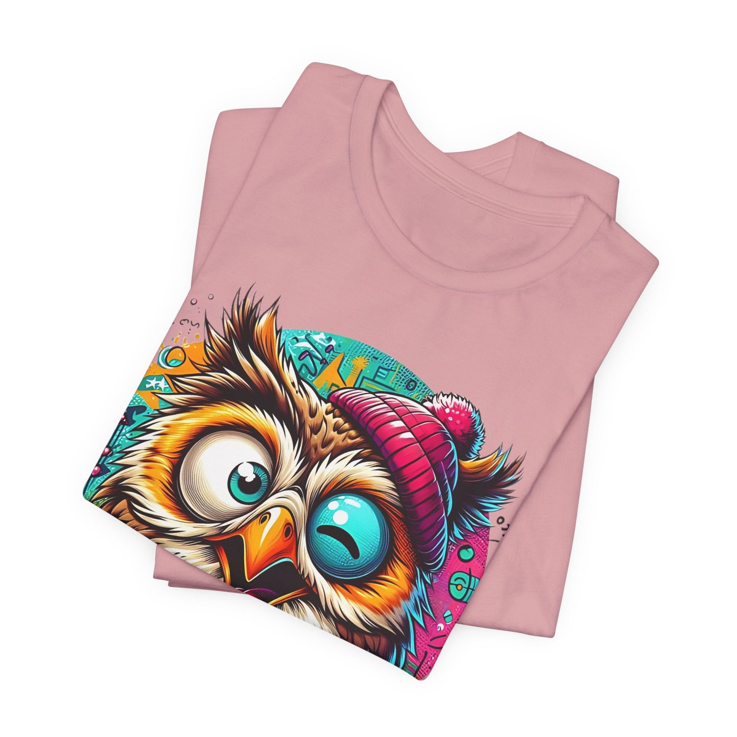 Colorful Owl Graphic Tee, Fun Owl Shirt, Funny Bird Shirt, Cute Cartoon Tees, Animal T-Shirt, Animal Tees, Art Design T-Shirt