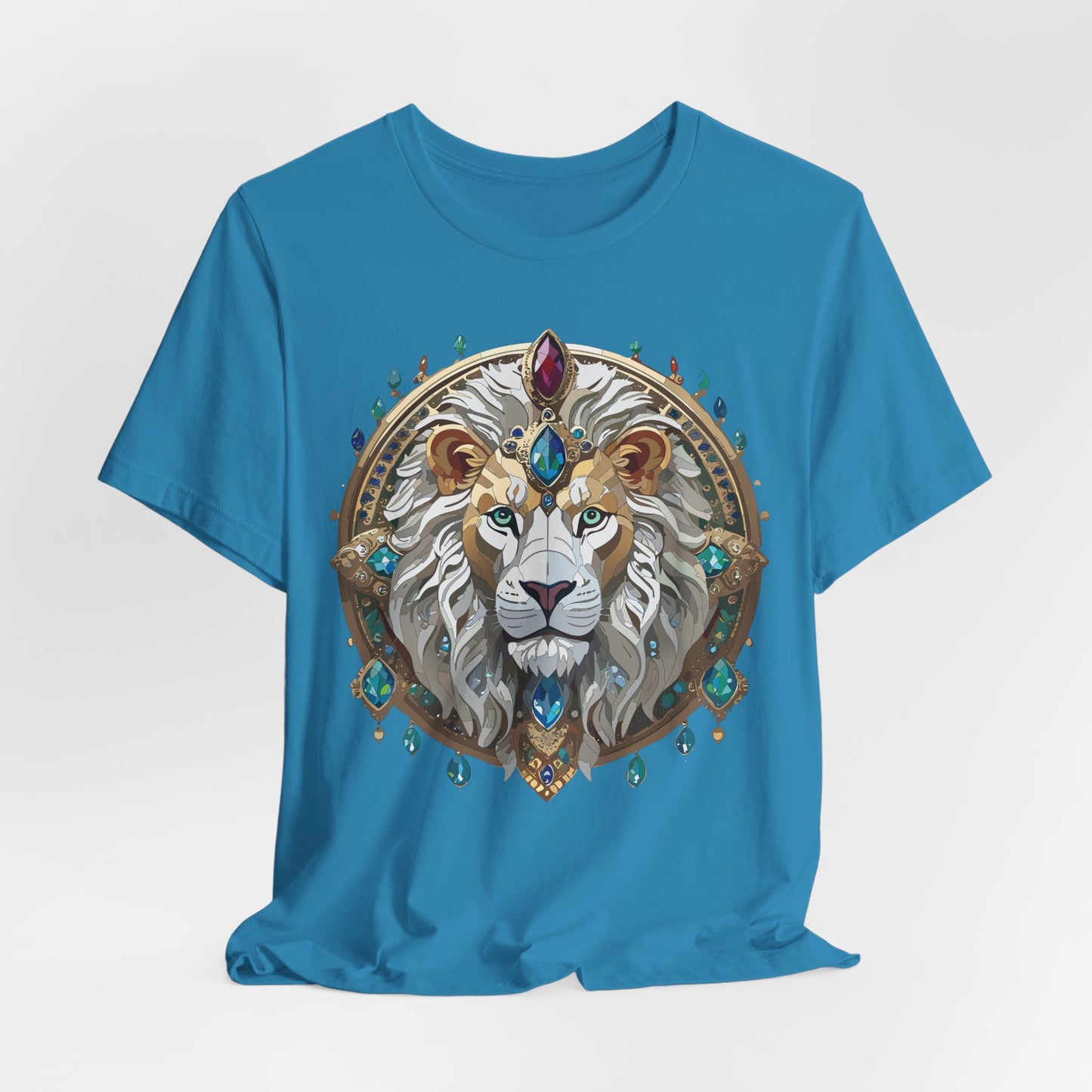Unisex Lion Graphic Tee, Animal Shirt, Tee Shirt with Lion, Medallion T-Shirt, Animal Medallion Tees