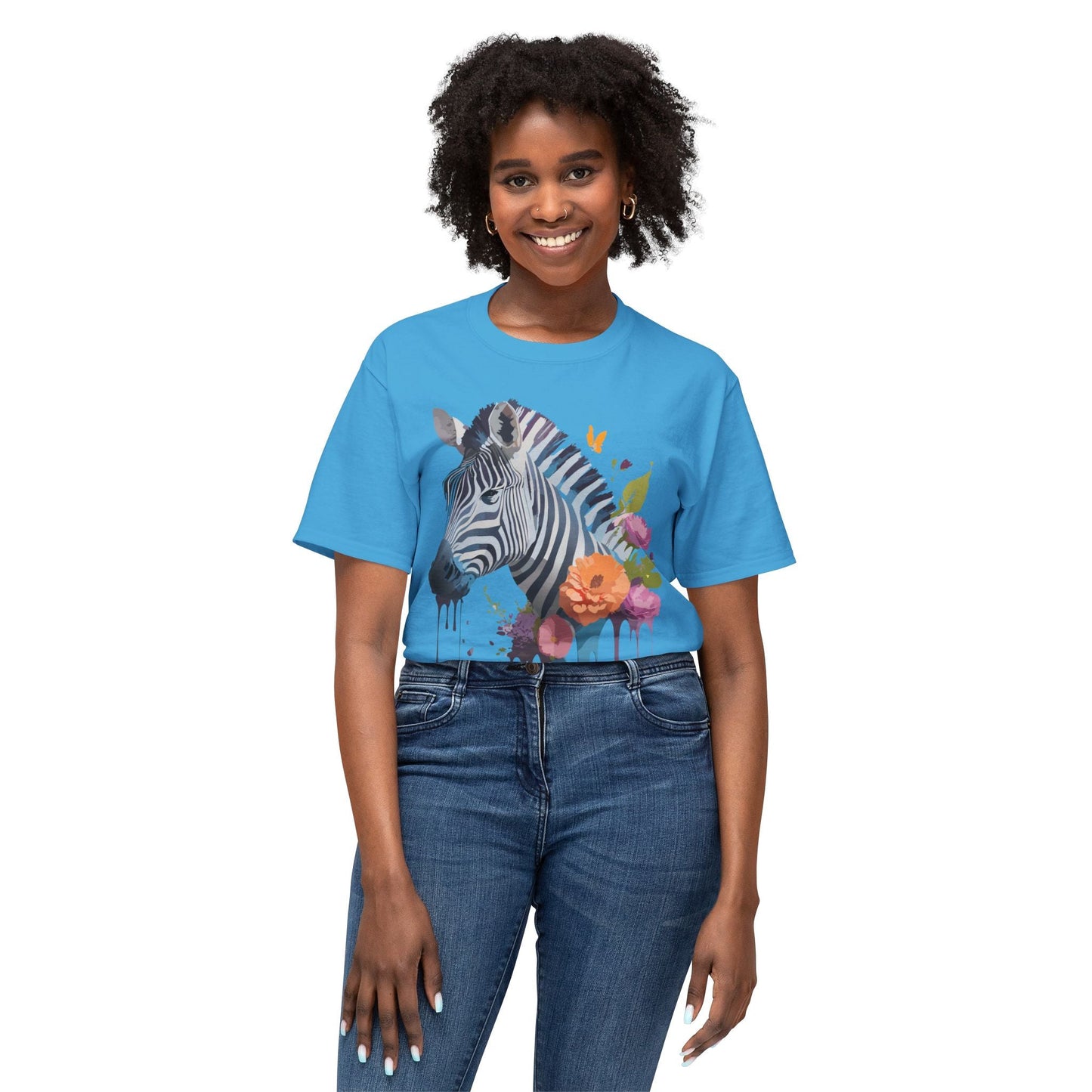 Unisex Zebra Art T Shirt With Full Color Print HD Cotton Tee Made In USA For Everyday Style